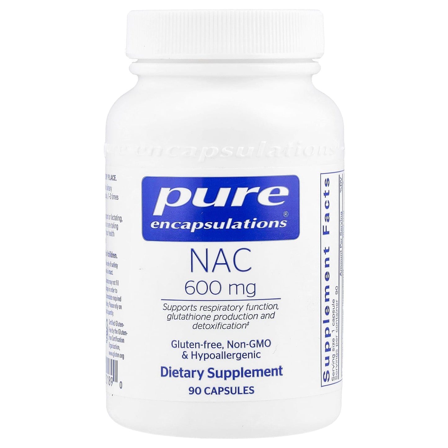 Pure Encapsulations, NAC 600 mg, 90 Capsules - 766298001890 | Hilife Vitamins