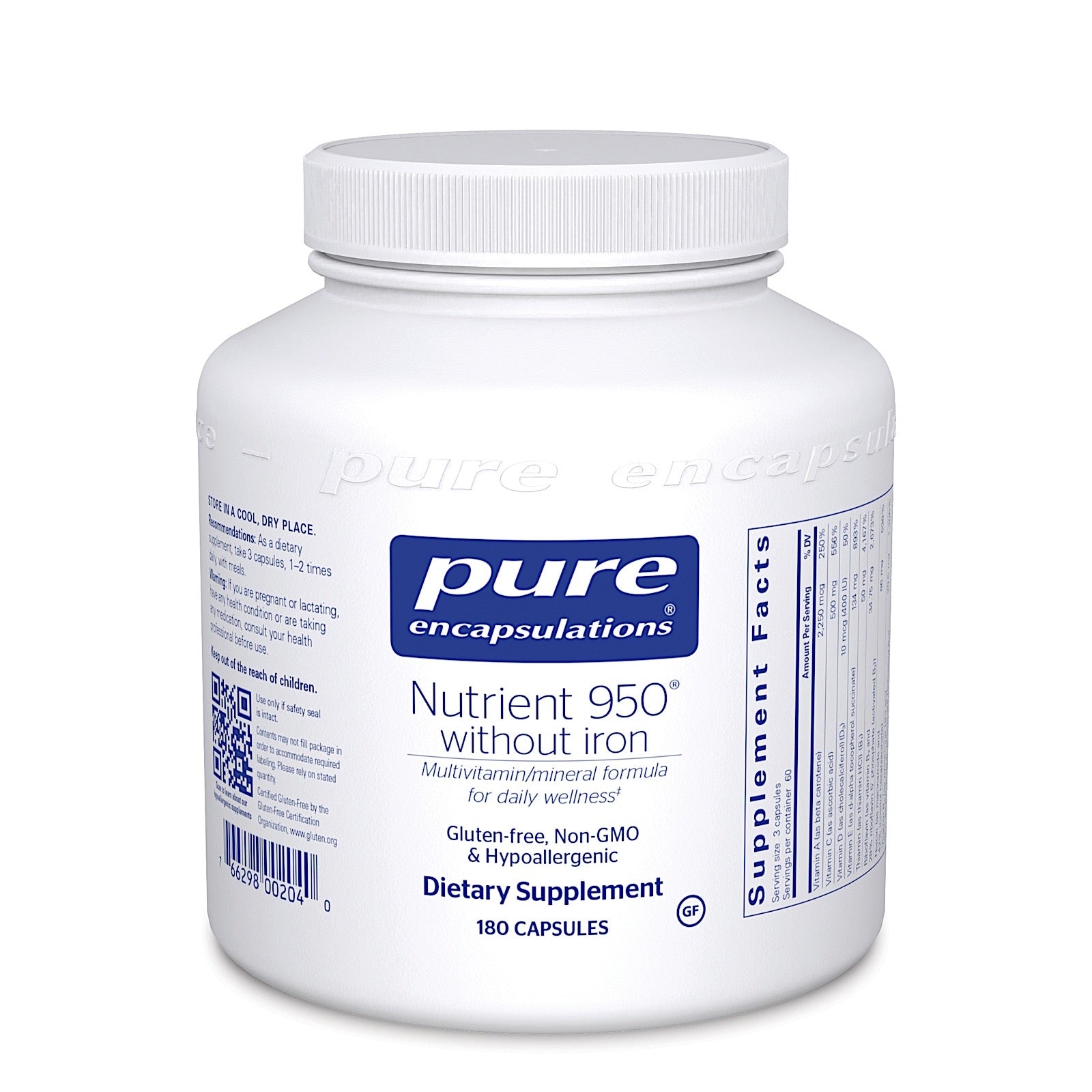 Pure Encapsulations, Nutrient 950 W/O Iron, 180 Capsules UPC 766298002040 | HiLife Vitamins