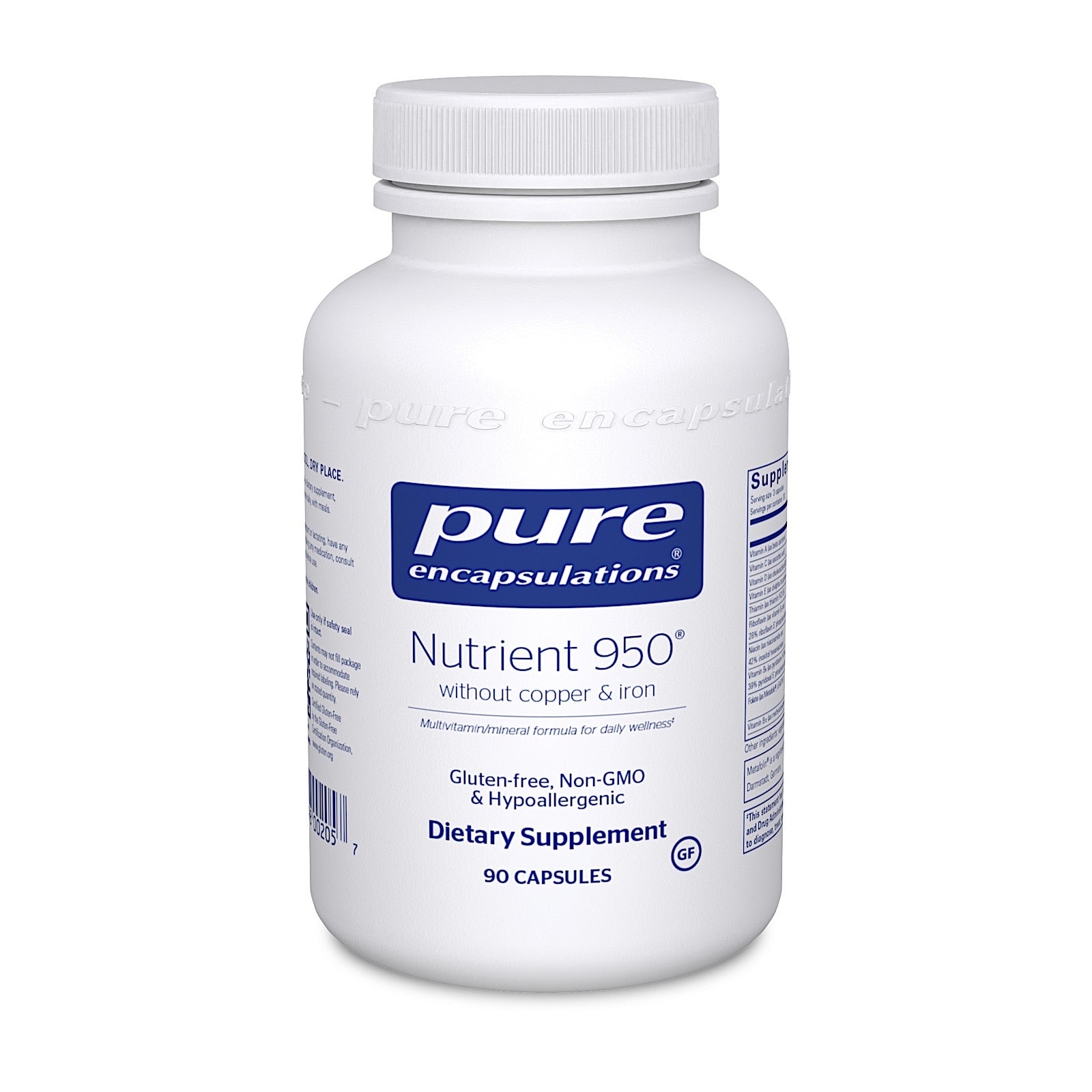 Pure Encapsulations, Nutrient 950® without Copper & Iron, 90 Capsules UPC 766298002057 | HiLife Vitamins