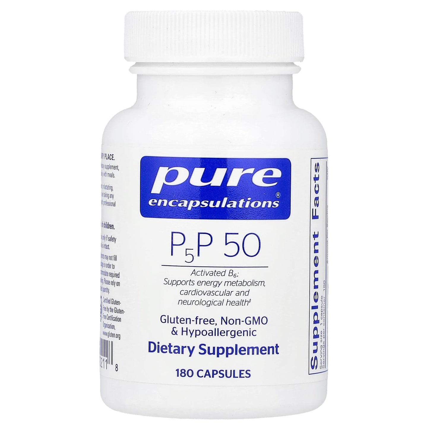 Pure Encapsulations, P5P 50, 180 Capsules UPC 766298002118 | HiLife Vitamins
