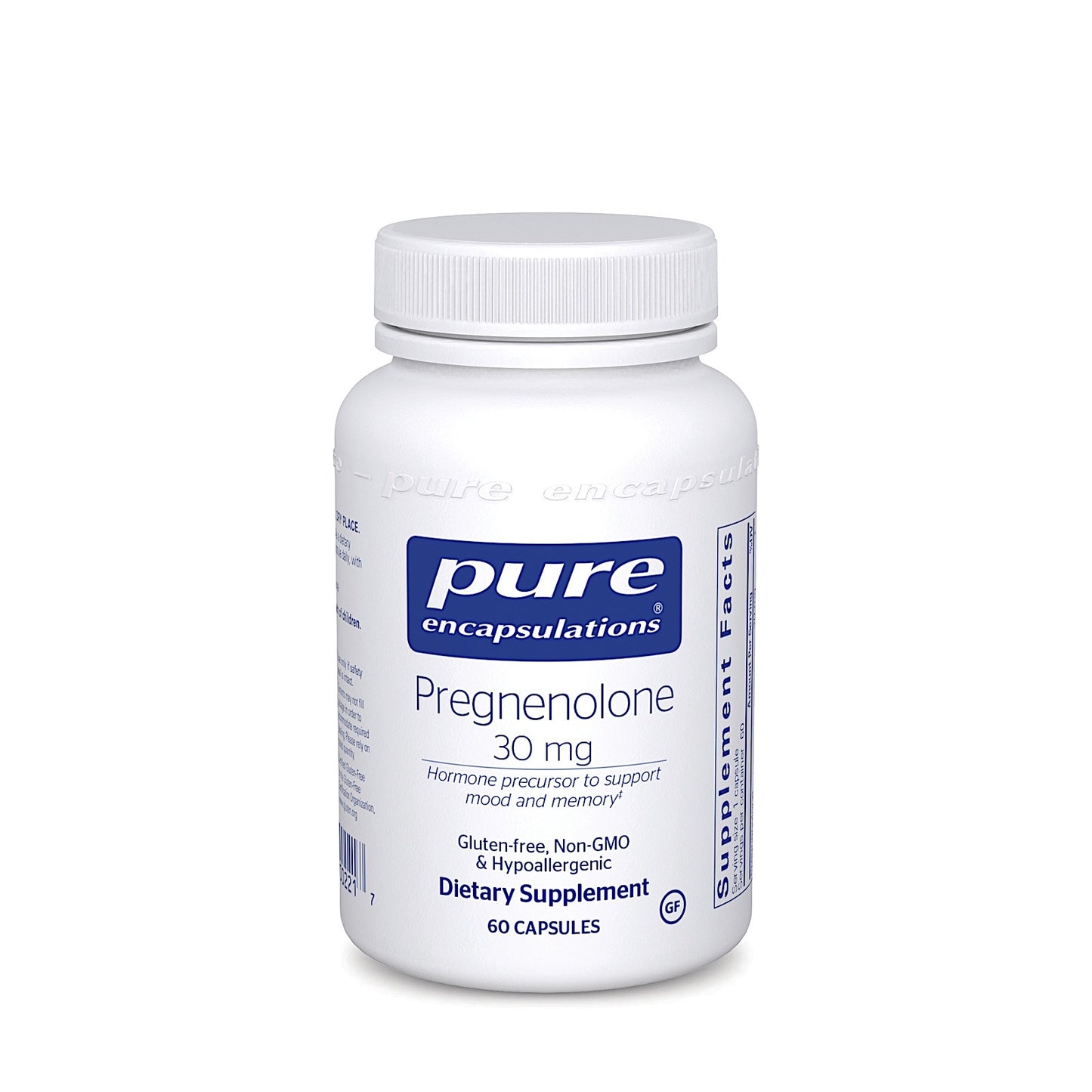 Pure Encapsulations, Pregnenolone 30 mg, 60 Capsules UPC 766298002217 | HiLife Vitamins