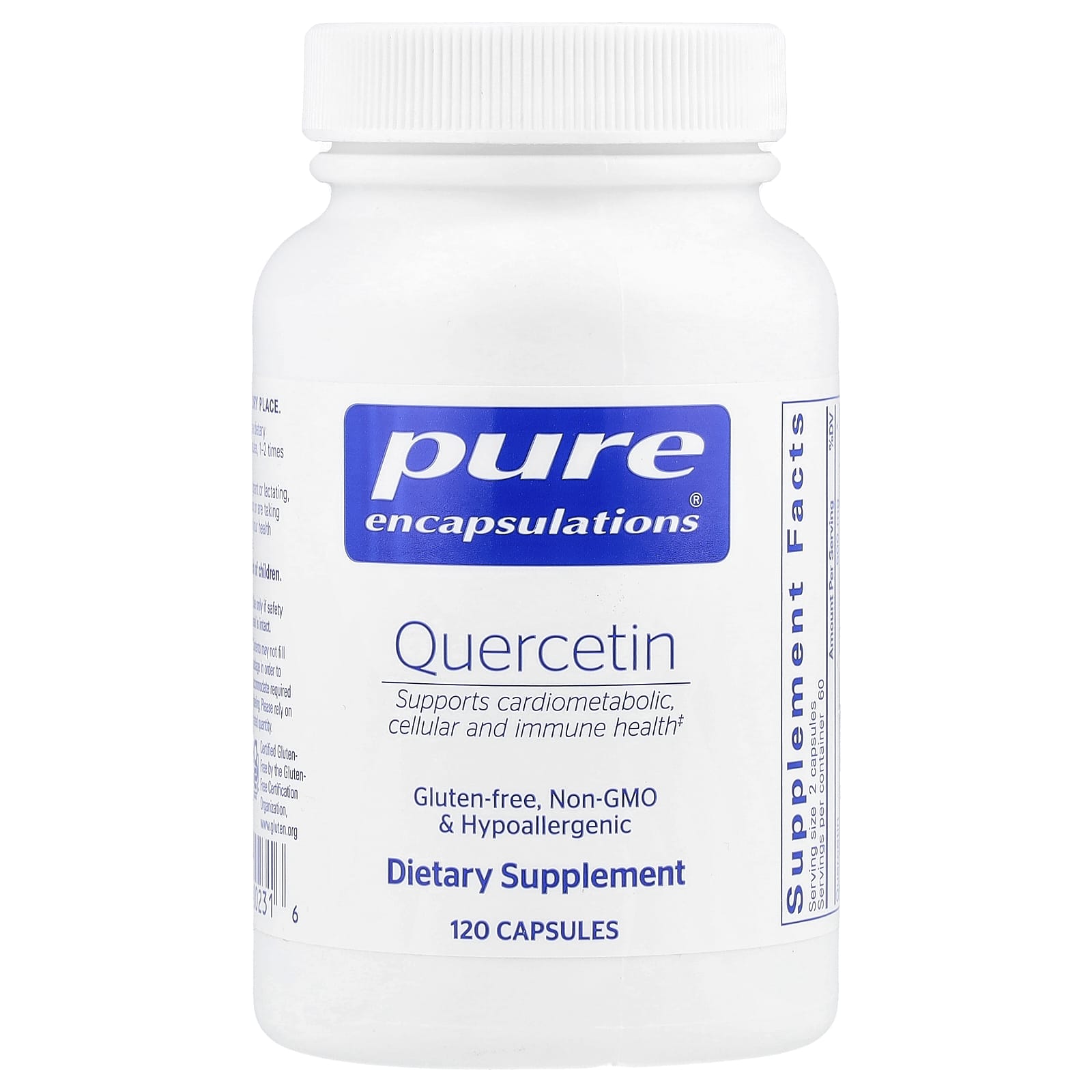 Pure Encapsulations, Quercetin 500 mg, 120 Capsules UPC 766298002316 | HiLife Vitamins
