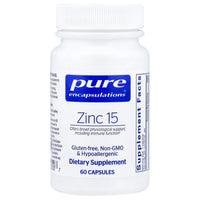 Pure Encapsulations, Zinc 15, 60 Capsules UPC 766298002507 | Hilife Vitamins