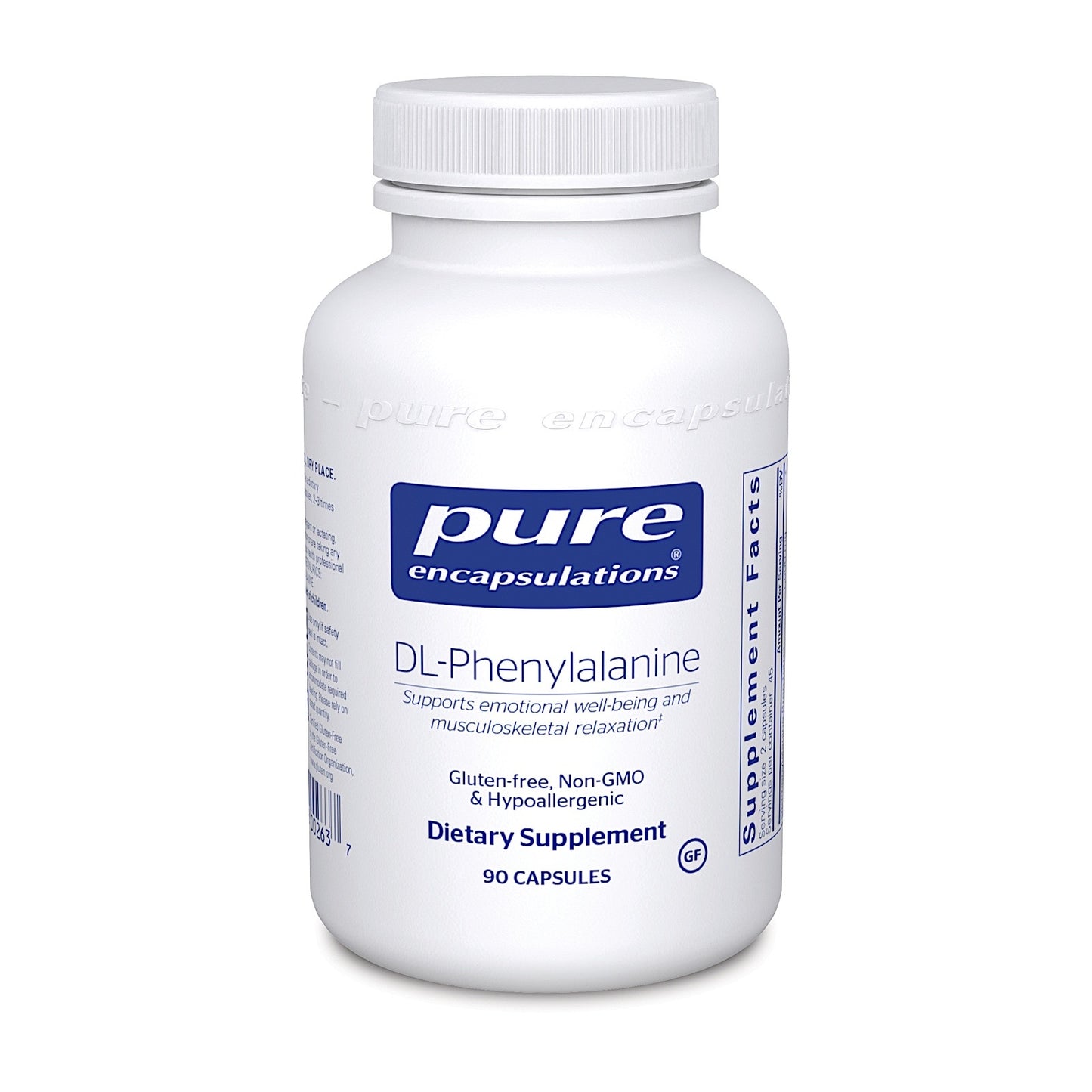 Pure Encapsulations, DL-Phenylalanine 500 mg, 90 Capsules UPC 766298002637 | HiLife Vitamins