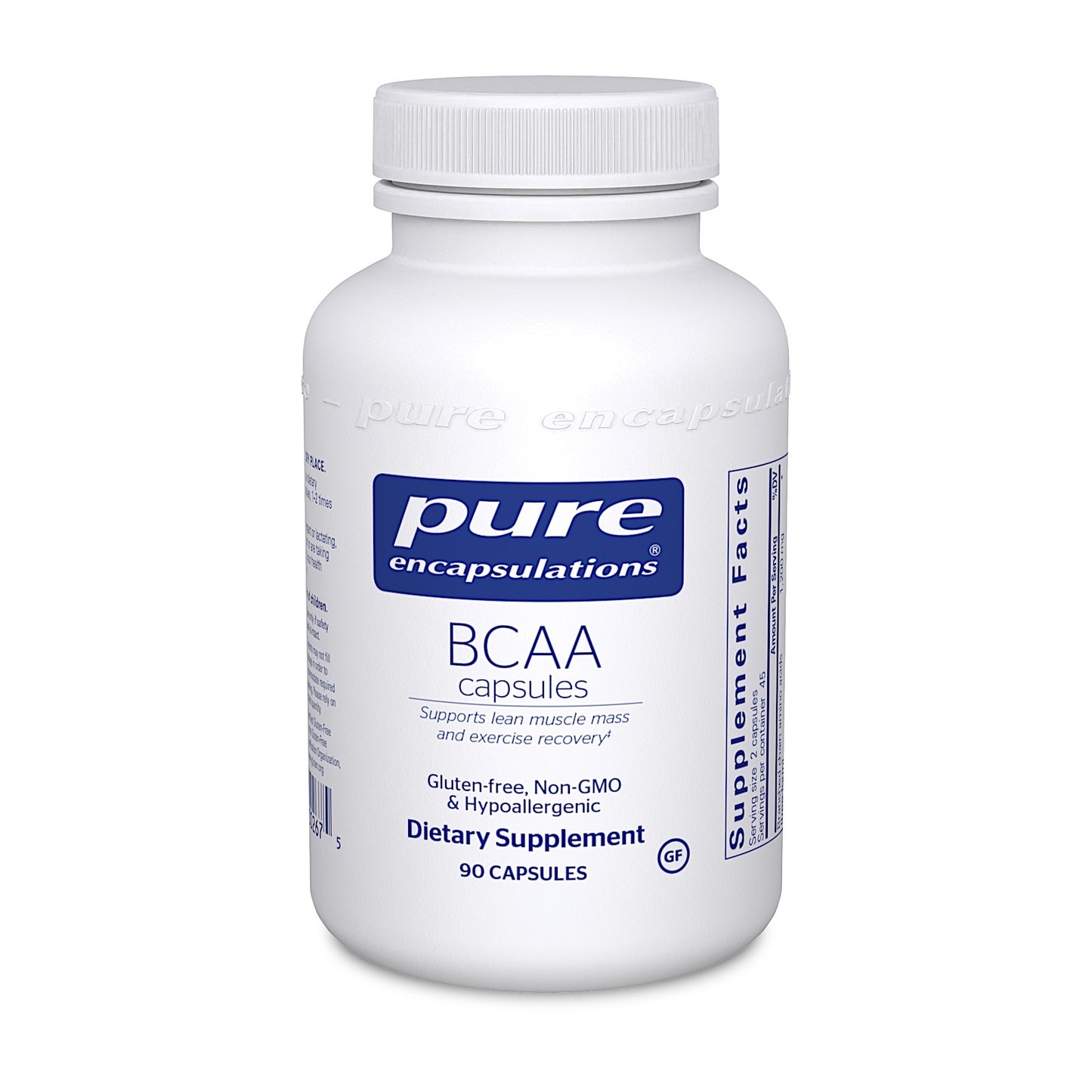 Pure Encapsulations, BCAA Capsules 600 mg, 90 Capsules UPC 766298002675 | HiLife Vitamins