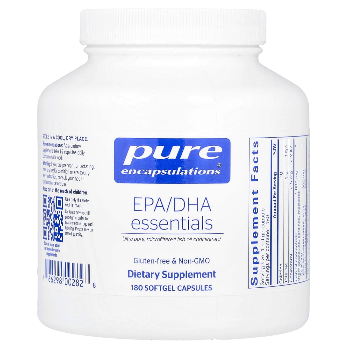 Pure Encapsulations, EPA/DHA Essentials, 180 Softgel Capsules UPC 766298002828 | HiLife Vitamins