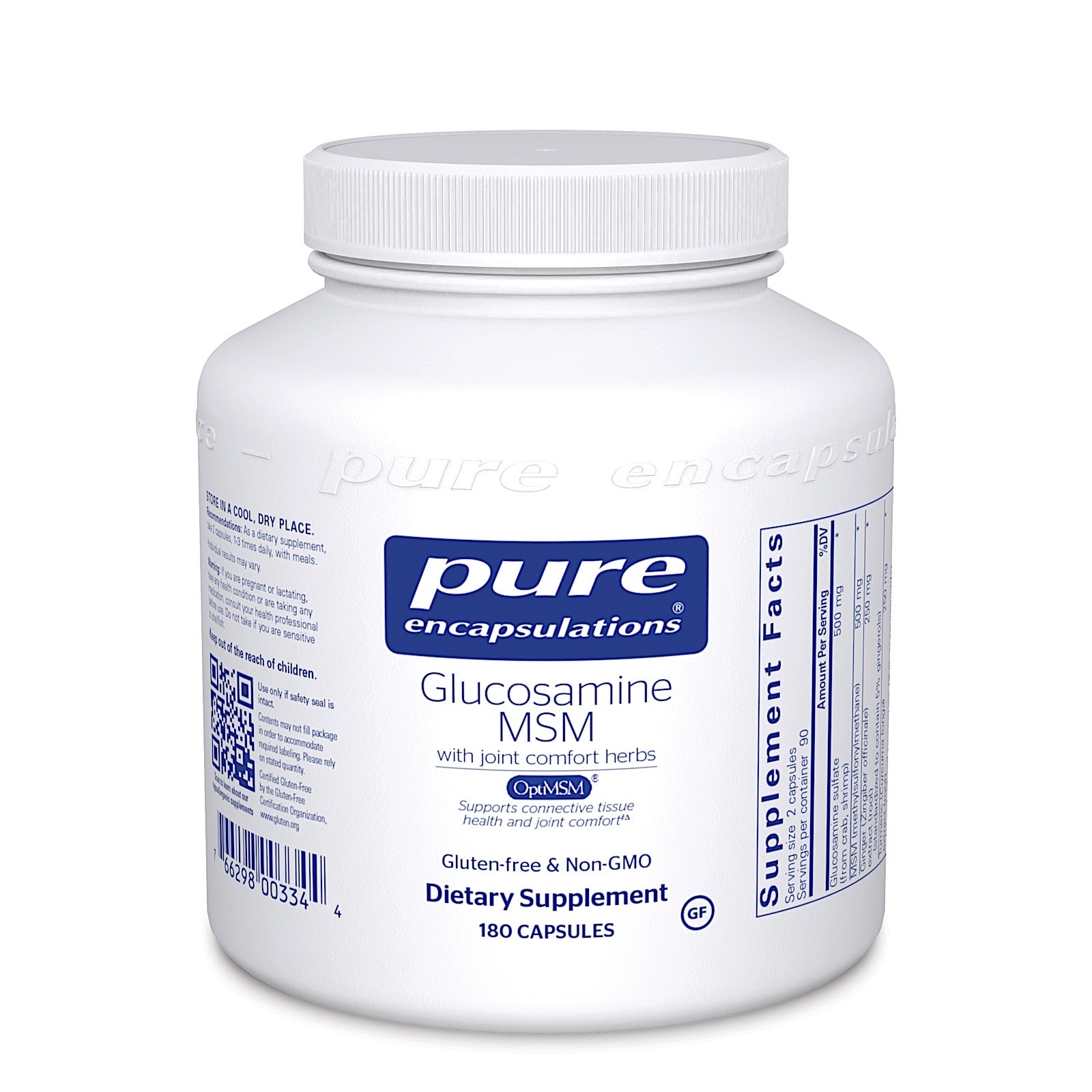 Pure Encapsulations, Glucosamine MSM with joint comfort herbs, 360 Capsules UPC 766298003344 | HiLife Vitamins