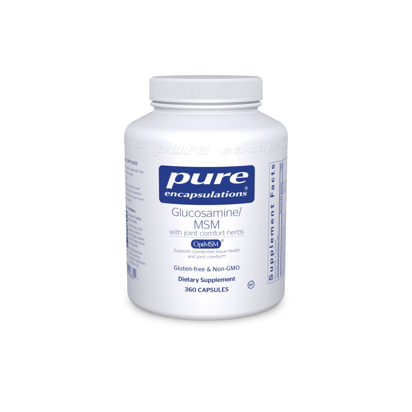 Pure Encapsulations, Glucosamine MSM with joint comfort herbs, 180 Capsules UPC 766298003351 | HiLife Vitamins