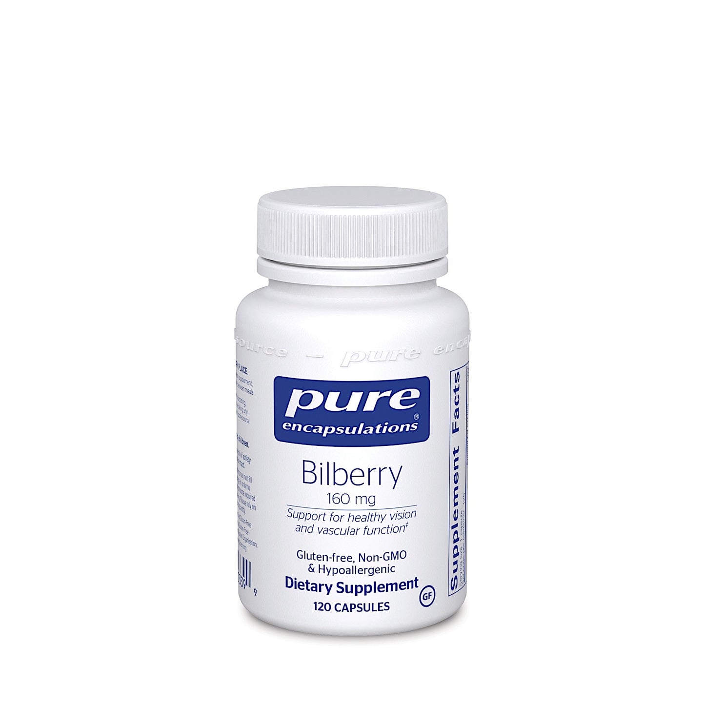 Pure Encapsulations, Bilberry 160 mg, 120 Capsules UPC 766298003399 | HiLife Vitamins