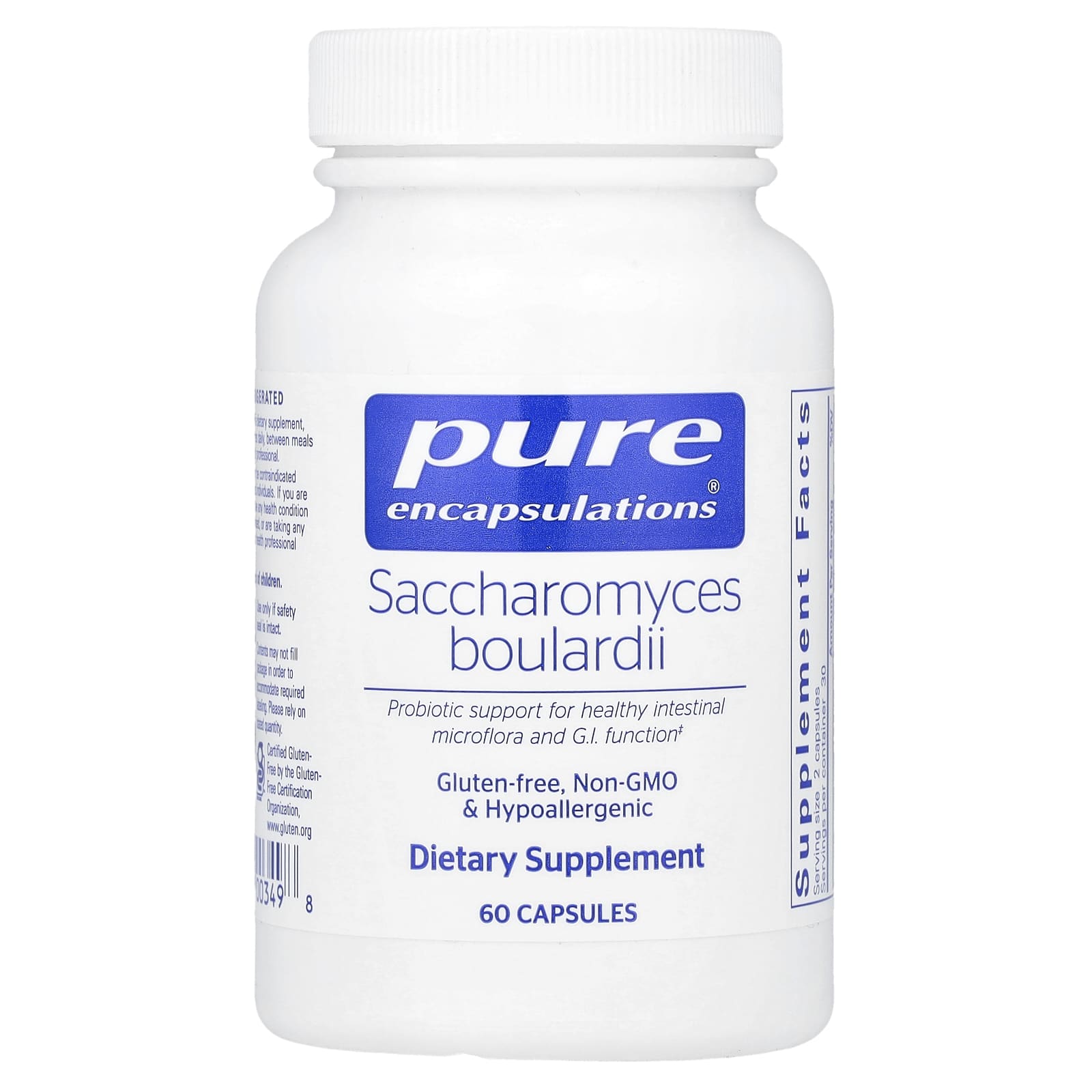 Pure Encapsulations, Saccharomyces Boulardii, 60 Capsules UPC 766298003498 | HiLife Vitamins