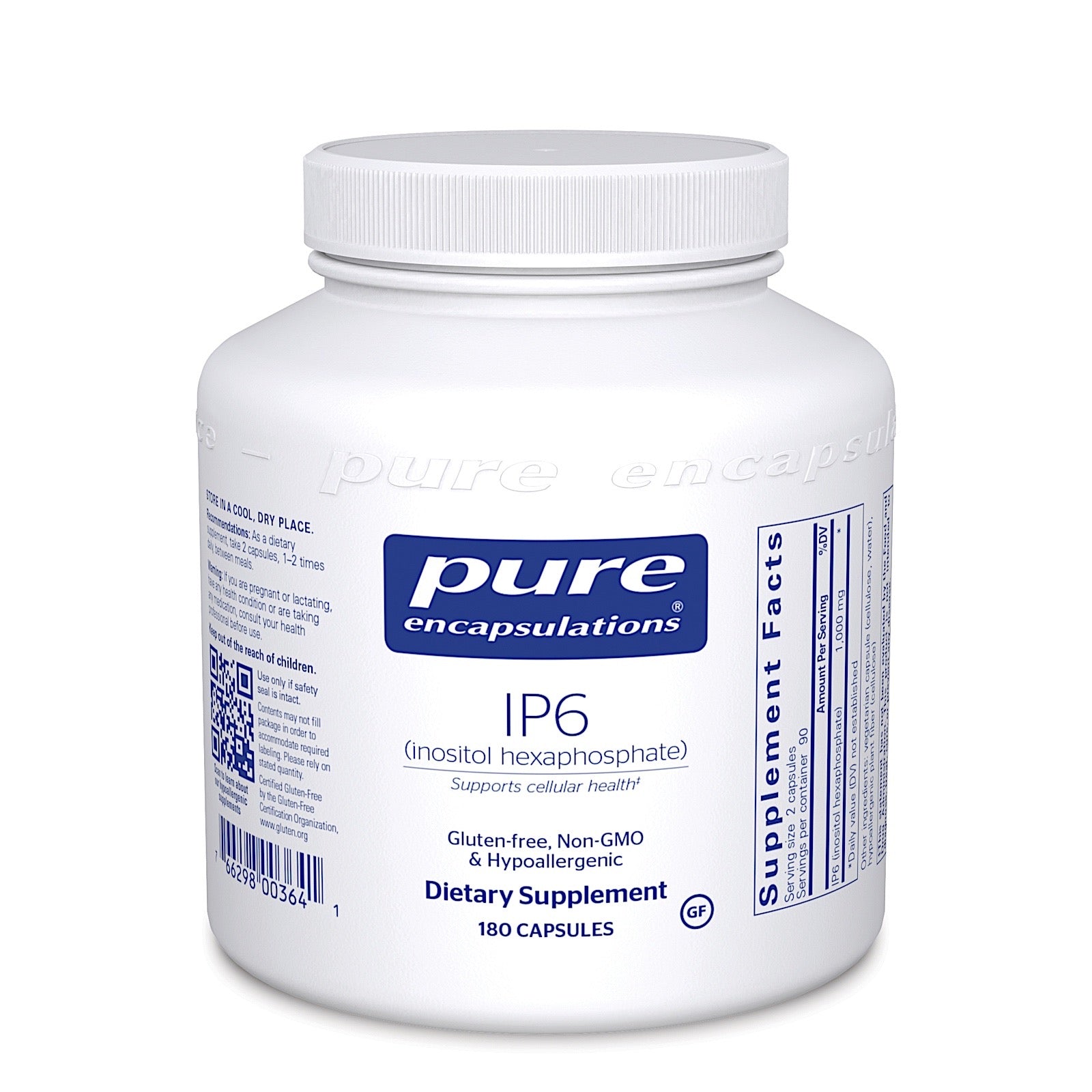 Pure Encapsulations, IP6 500 mg, 180 Capsules UPC 766298003641 | HiLife Vitamins