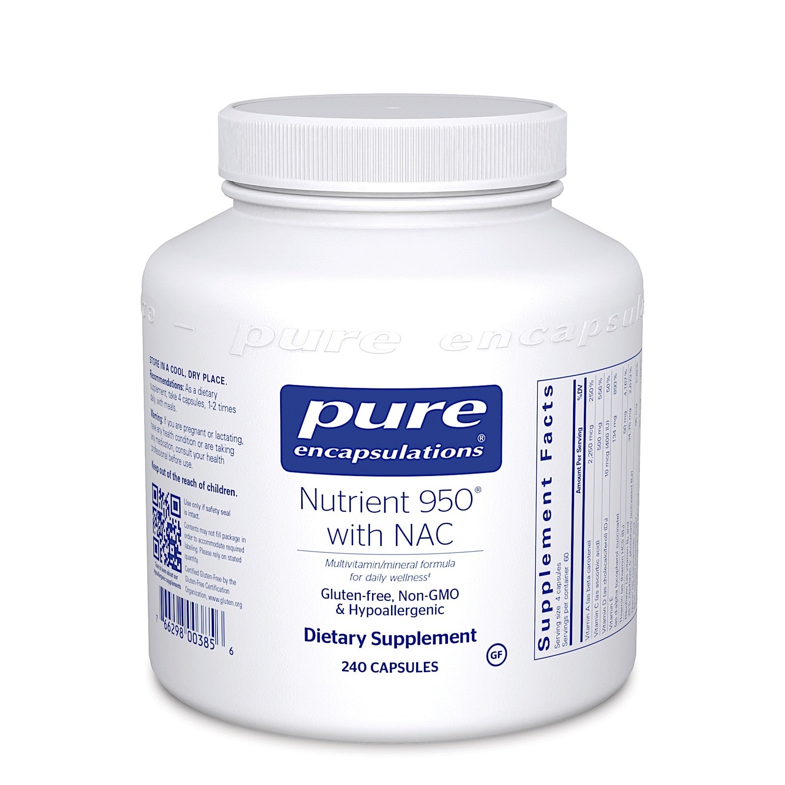 Pure Encapsulations, Nutrient 950 With Nac, 240 Capsules UPC 766298003856 | HiLife Vitamins