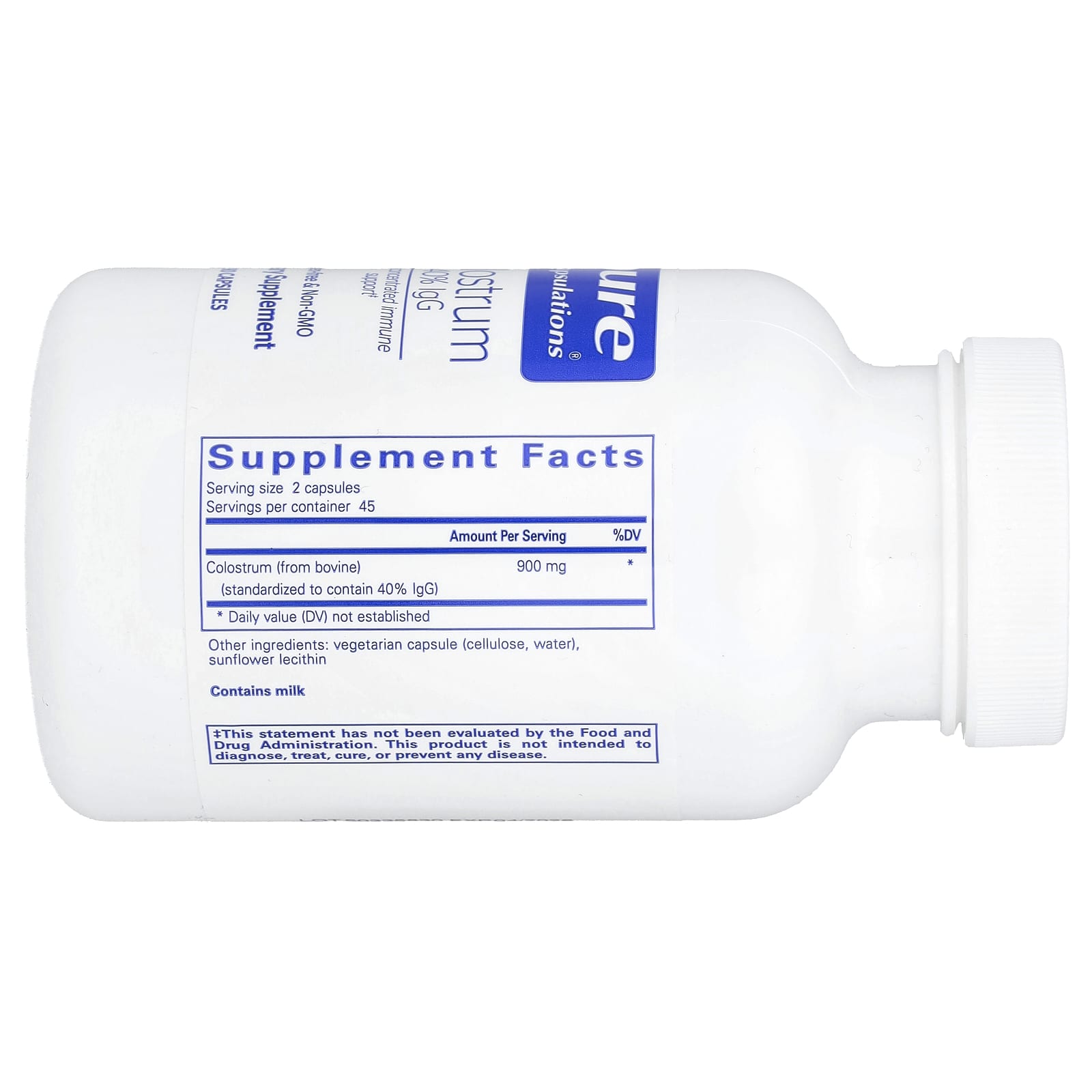 Pure Encapsulations, Colostrum 450 mg, 90 Capsules UPC 766298003917 | HiLife Vitamins