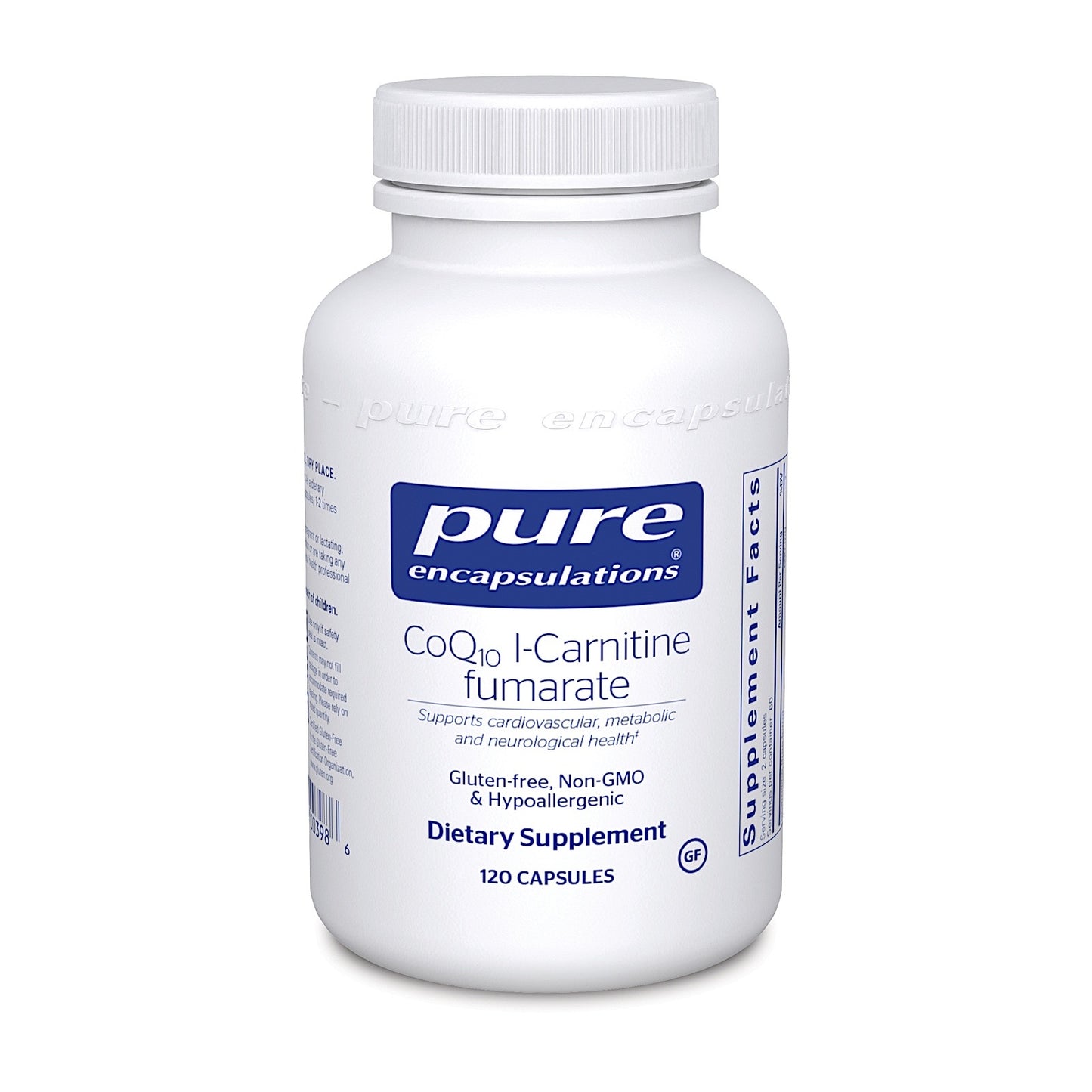 Pure Encapsulations, CoQ10 L-Carnitine Fumarate, 120 Capsules UPC 766298003986 | HiLife Vitamins