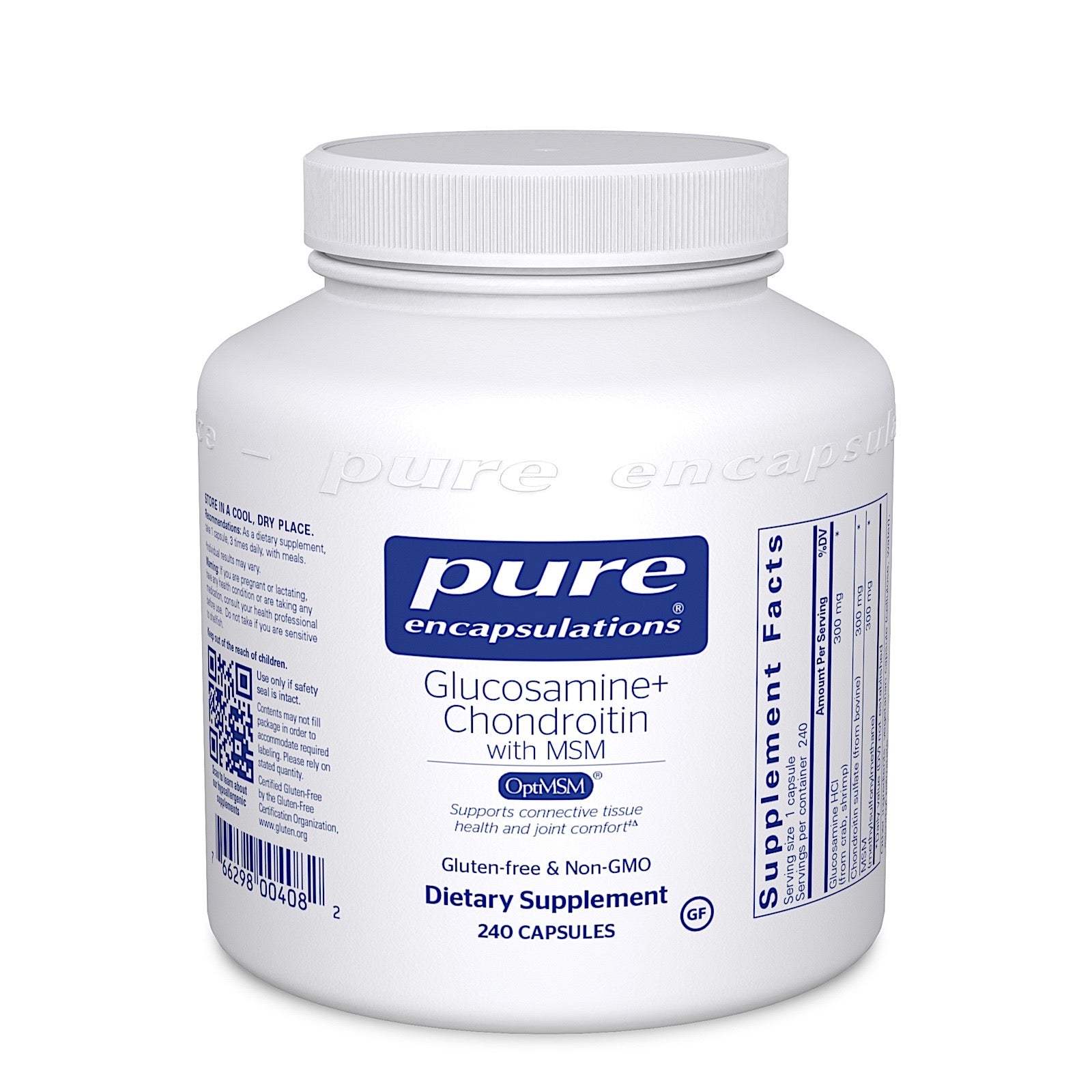 Pure Encapsulations, Glucosamine Chondroitin W/ MSM, 240 Capsules UPC 766298004082 | HiLife Vitamins