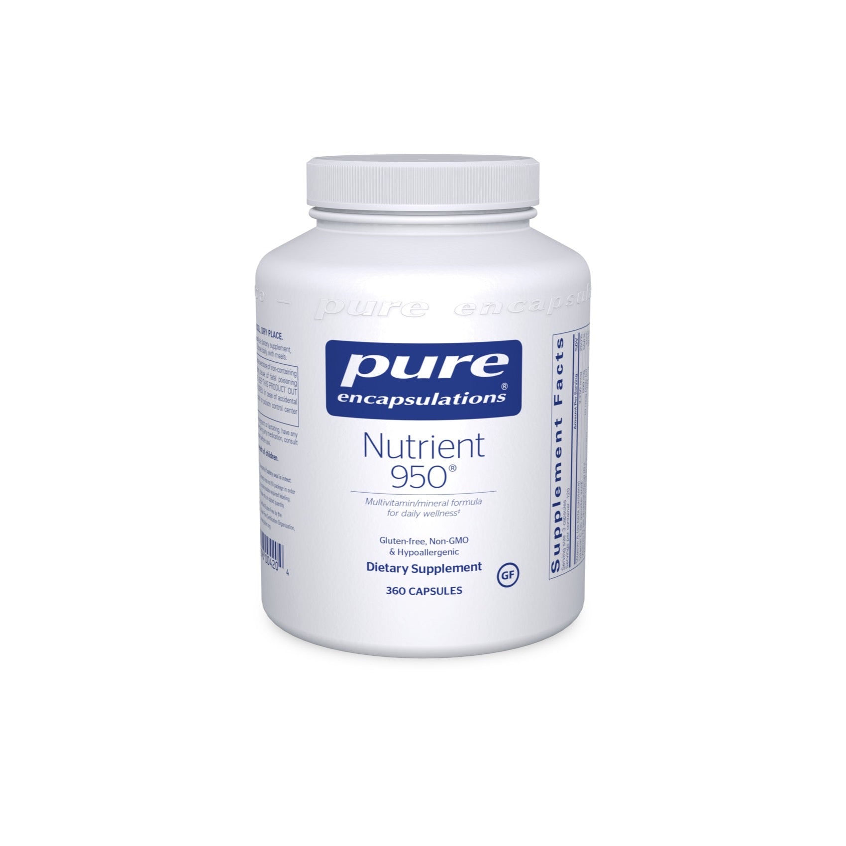 Pure Encapsulations, Nutrient 950, 360 Capsules UPC 766298004204 | HiLife Vitamins