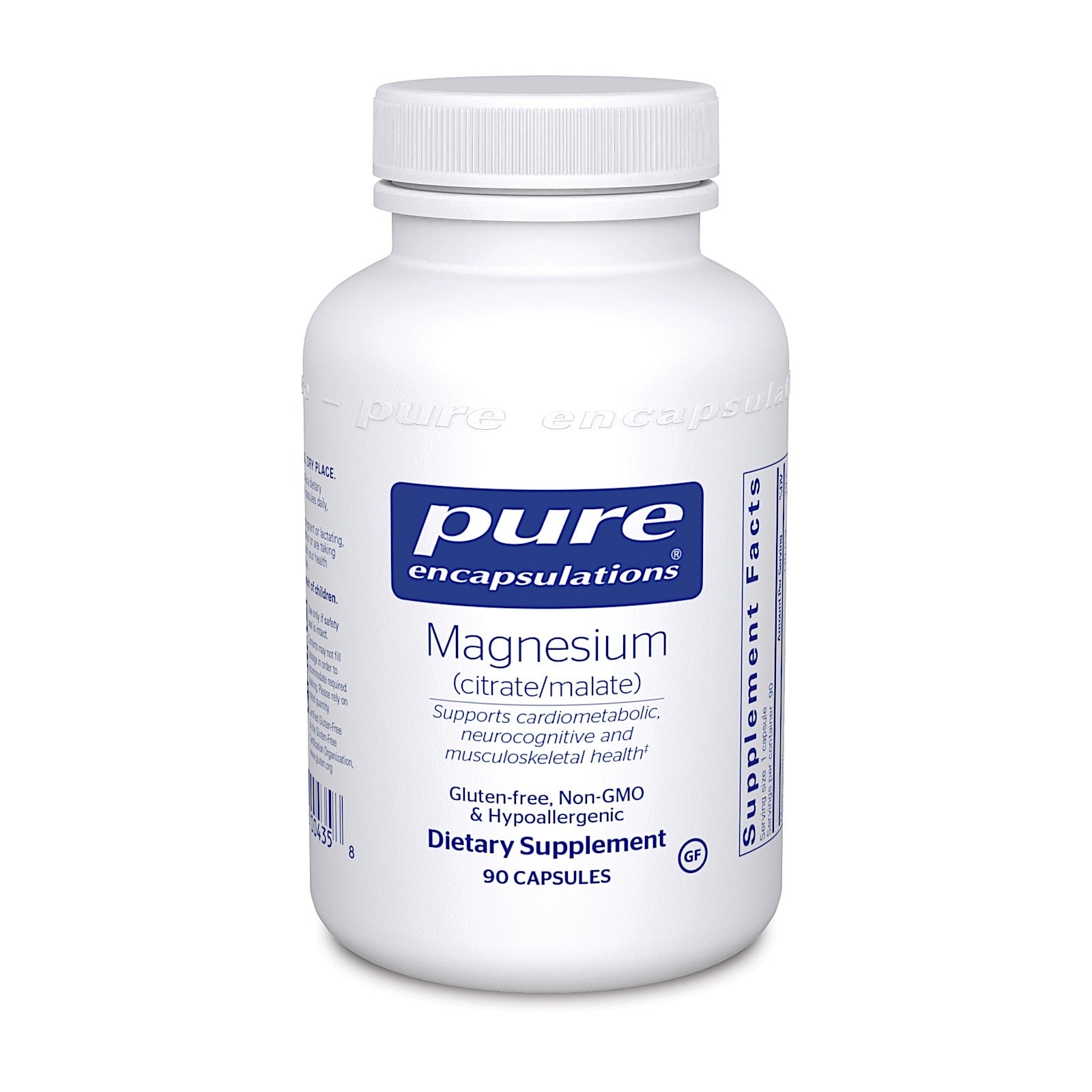 Pure Encapsulations, Magnesium Citrate/Malate 120 mg, 90 Capsules UPC 766298004358 | HiLife Vitamins