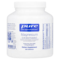 Pure Encapsulations, Magnesium Citrate/Malate 120 mg, 180 Capsules UPC 766298004365 | HiLife Vitamins