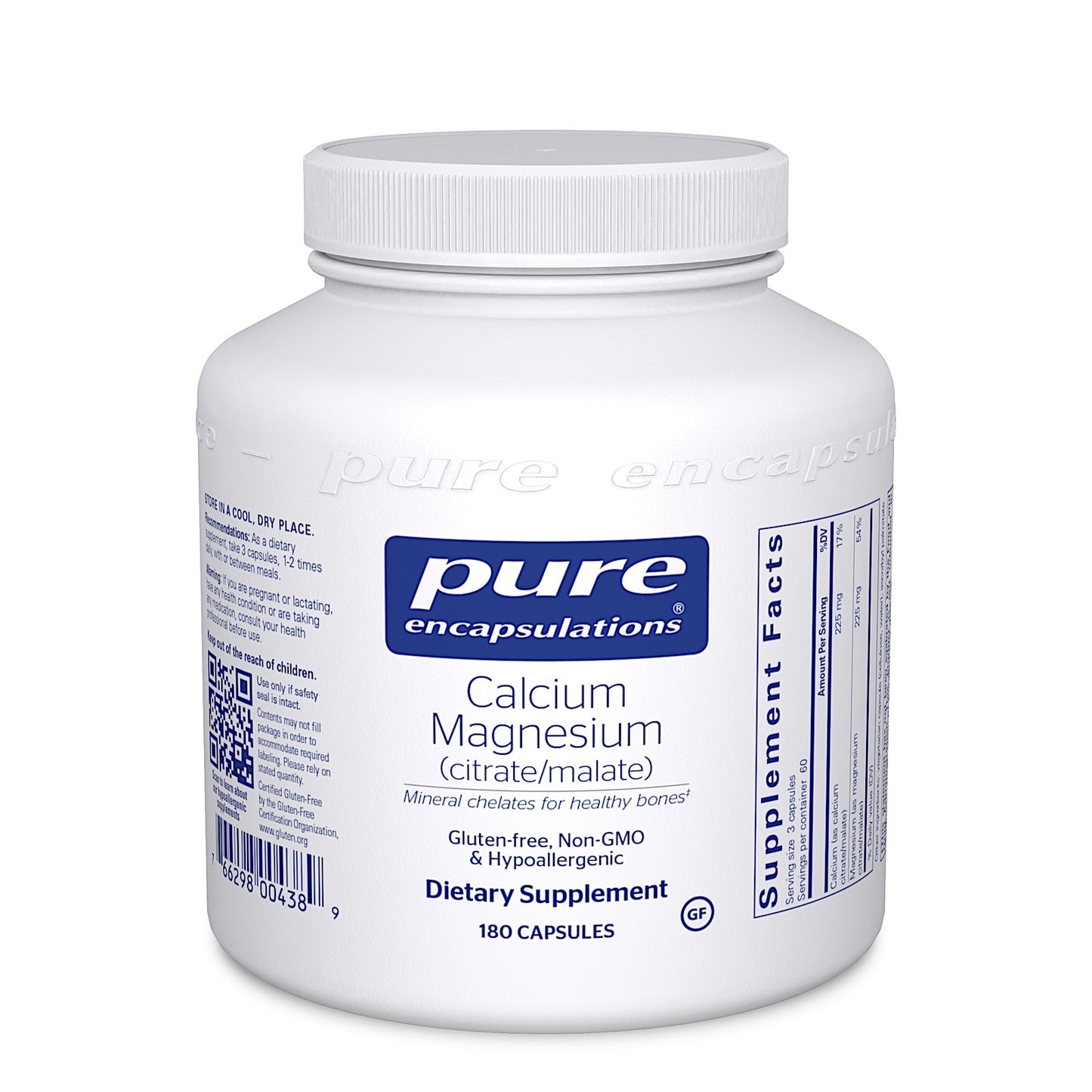 Pure Encapsulations, Calcium Magnesium (Citrate/Malate), 180 Capsules UPC 766298004389 | HiLife Vitamins