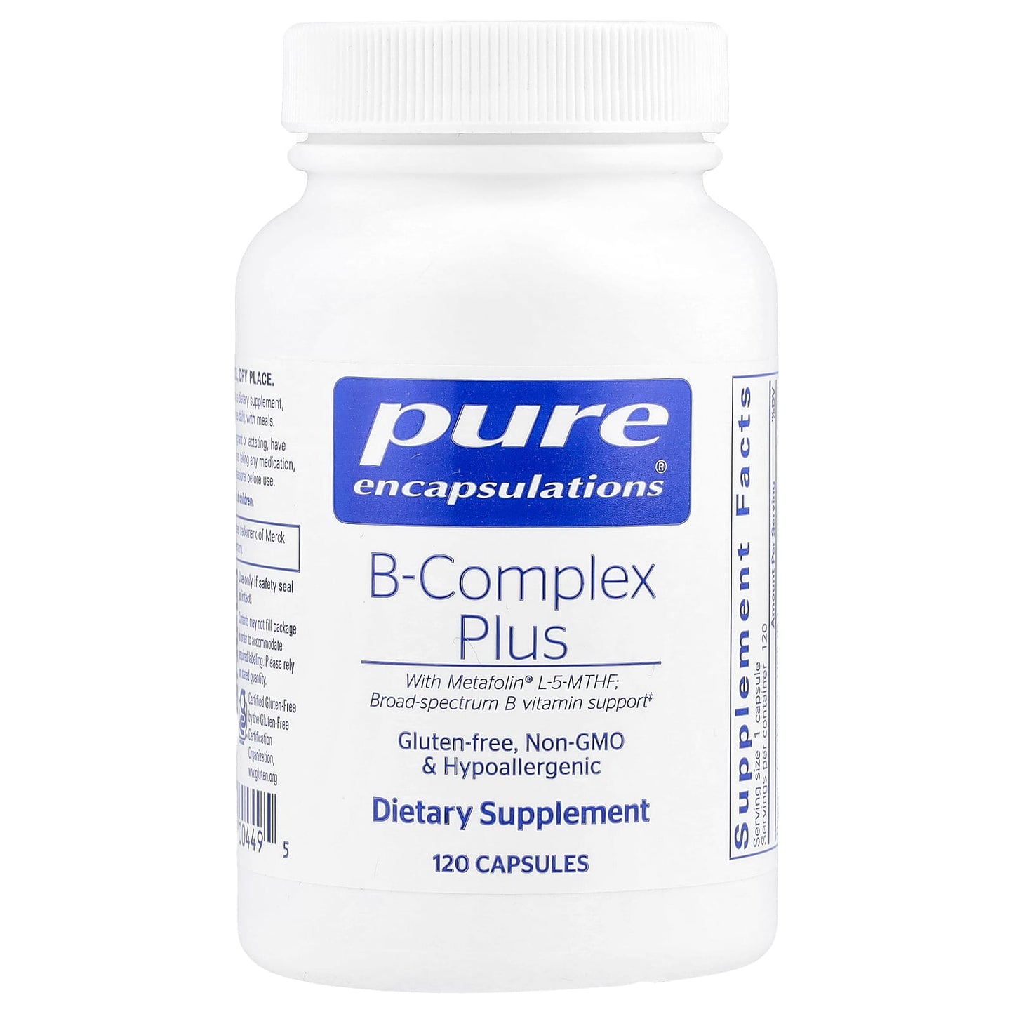 Pure Encapsulations, B-Complex Plus, 120 Capsules - 766298004495 | Hilife Vitamins