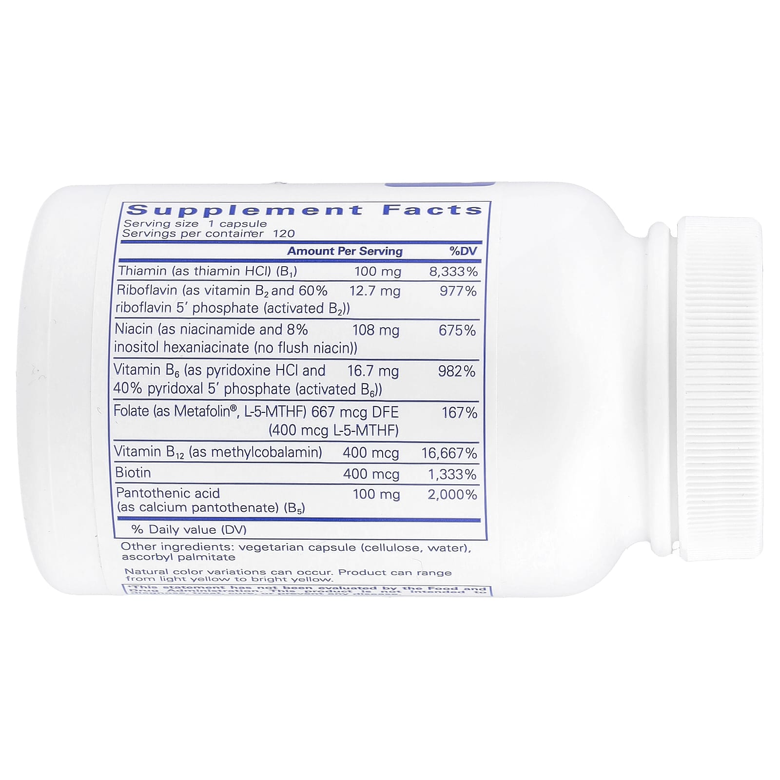 Pure Encapsulations, B-Complex Plus, 120 Capsules UPC 766298004495 | HiLife Vitamins