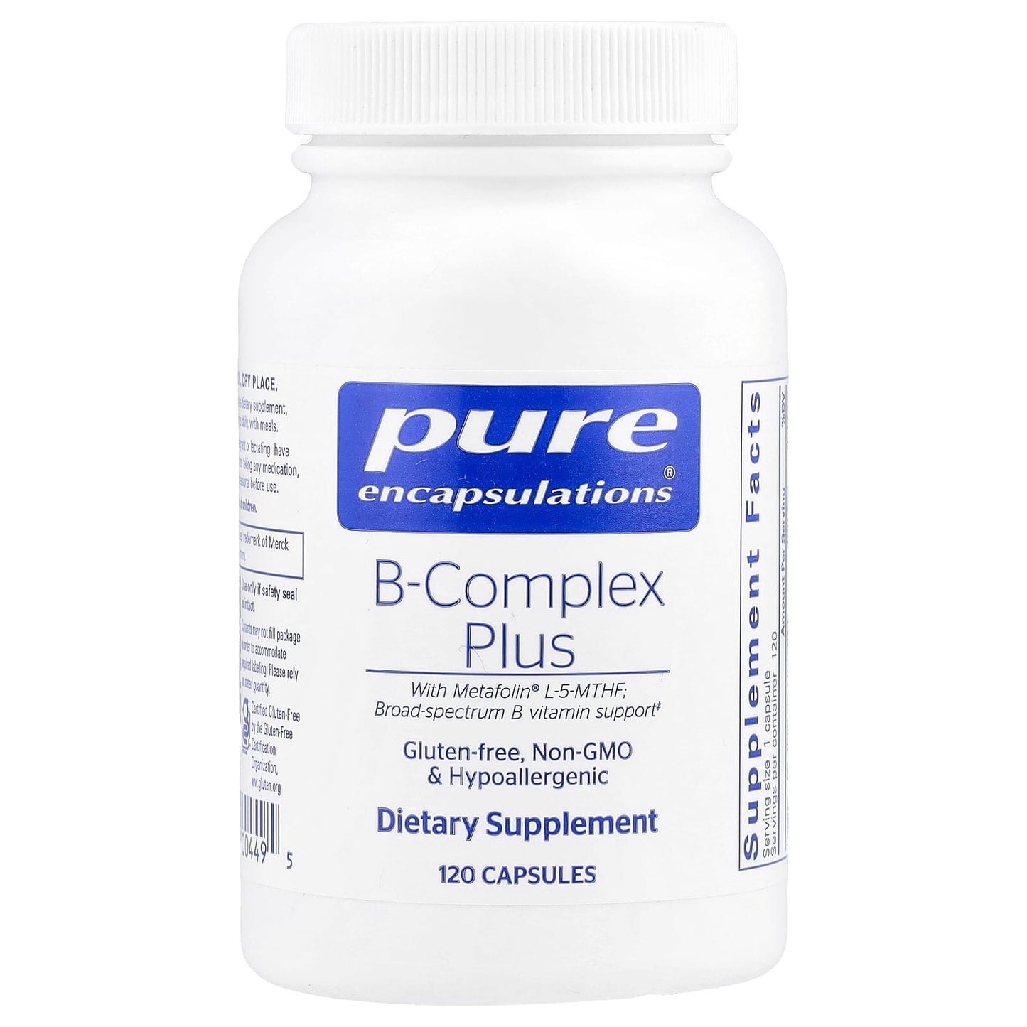 Pure Encapsulations, B-Complex Plus, 120 Capsules UPC 766298004495 | HiLife Vitamins