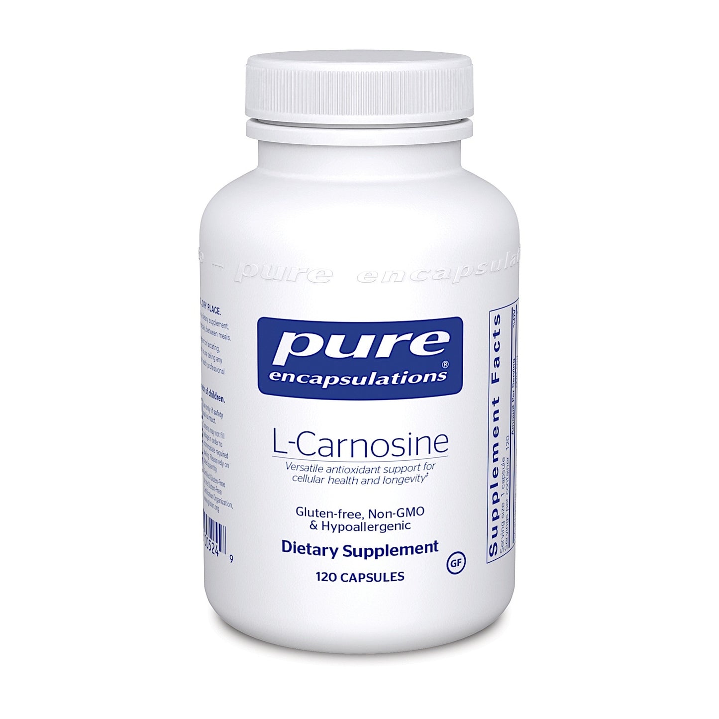 Pure Encapsulations, L- Carnosine 500 mg, 120 Capsules UPC 766298005249 | HiLife Vitamins