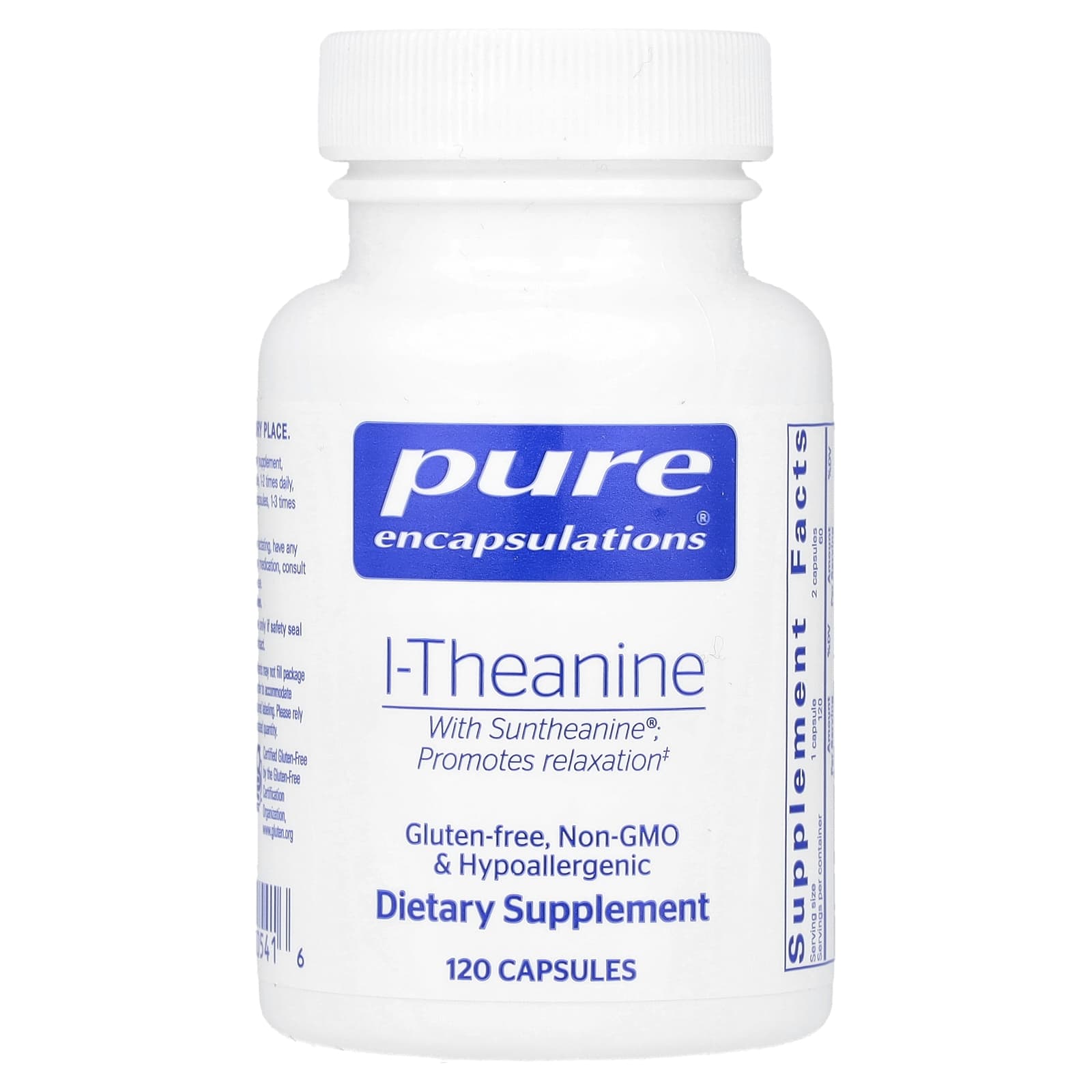 Pure Encapsulations, L- Theanine 200 mg, 120 Capsules UPC 766298005416 | HiLife Vitamins