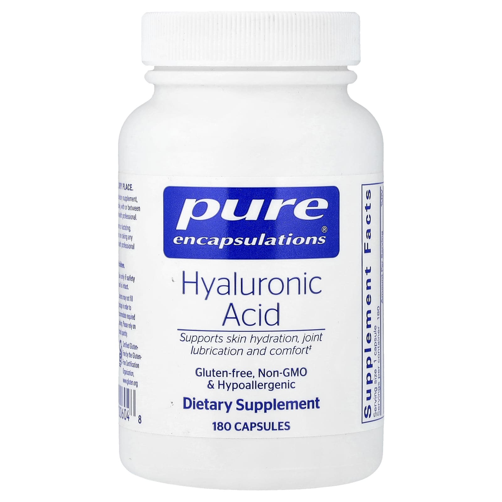 Pure Encapsulations, Hyaluronic Acid, 180 Capsules UPC 766298006048 | HiLife Vitamins