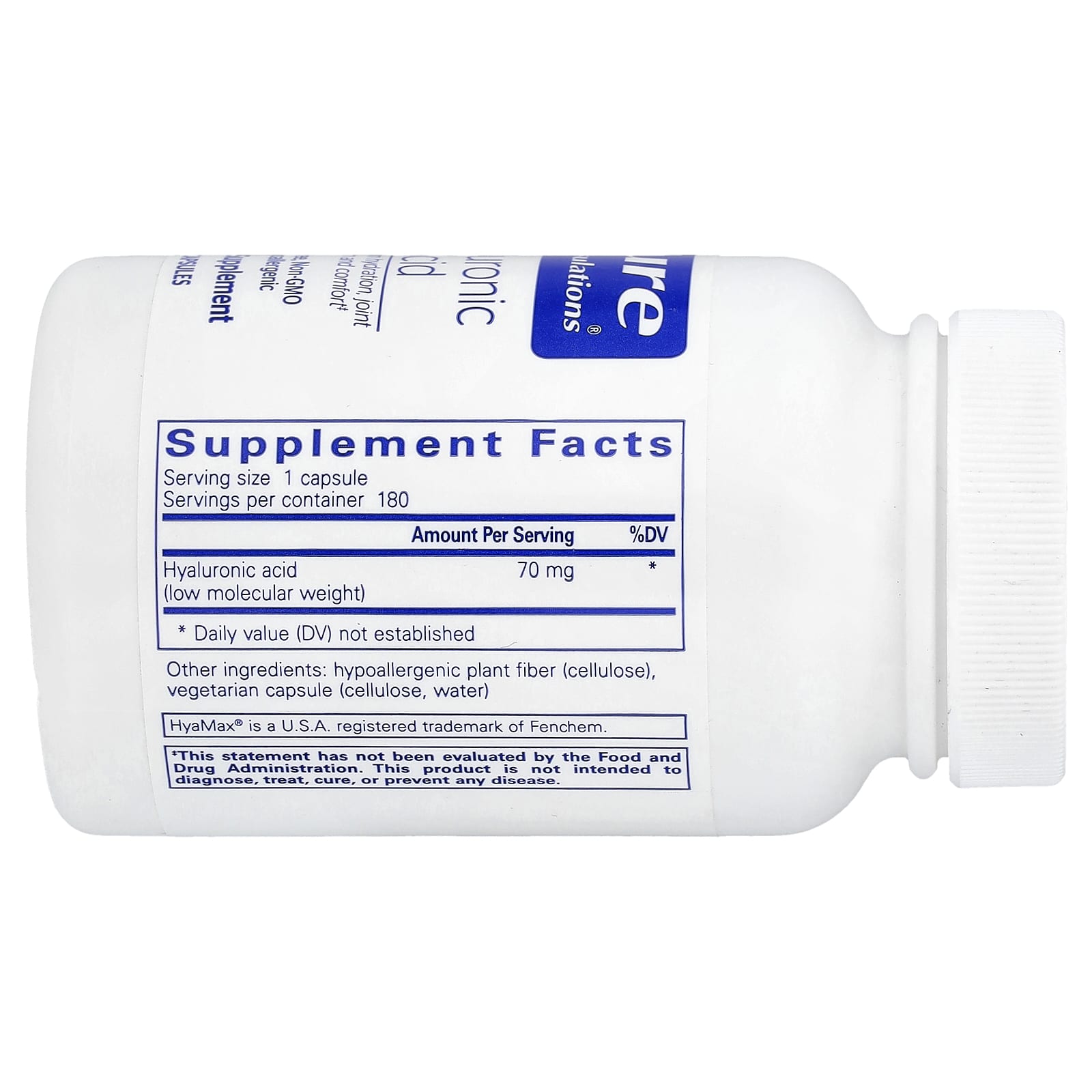 Pure Encapsulations, Hyaluronic Acid, 180 Capsules UPC 766298006048 | HiLife Vitamins