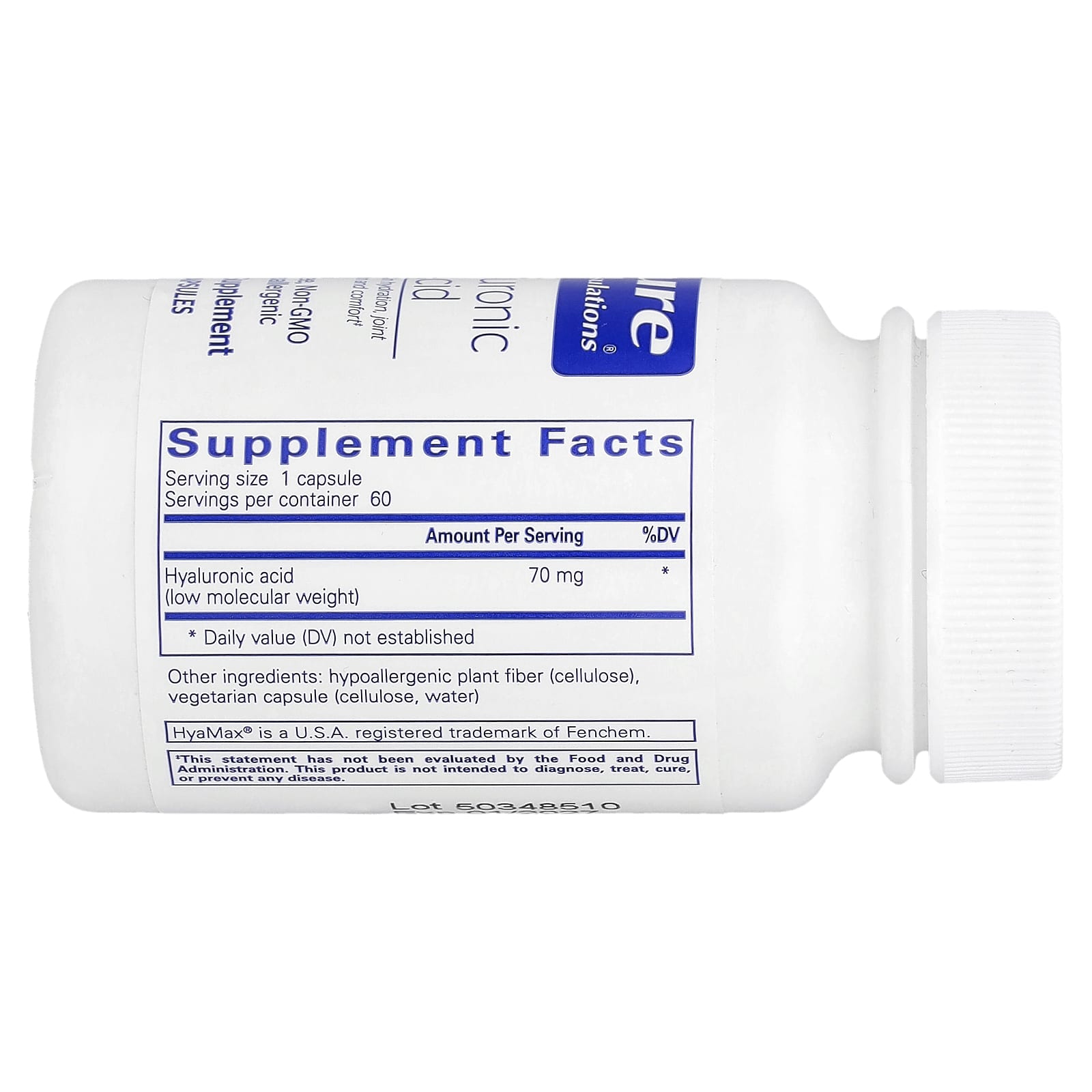 Pure Encapsulations, Hyaluronic Acid, 60 Capsules UPC 766298006055 | HiLife Vitamins