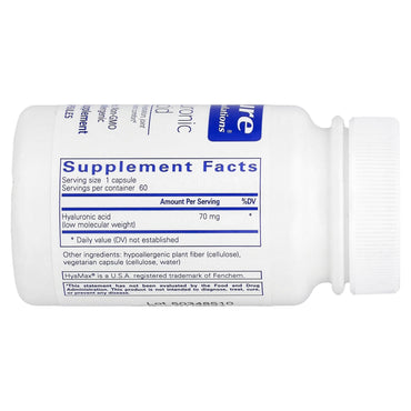 Pure Encapsulations, Hyaluronic Acid, 60 Capsules UPC 766298006055 | HiLife Vitamins