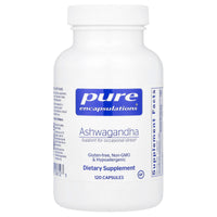 Pure Encapsulations, Ashwagandha 500 mg, 120 Capsules UPC 766298006123 | HiLife Vitamins