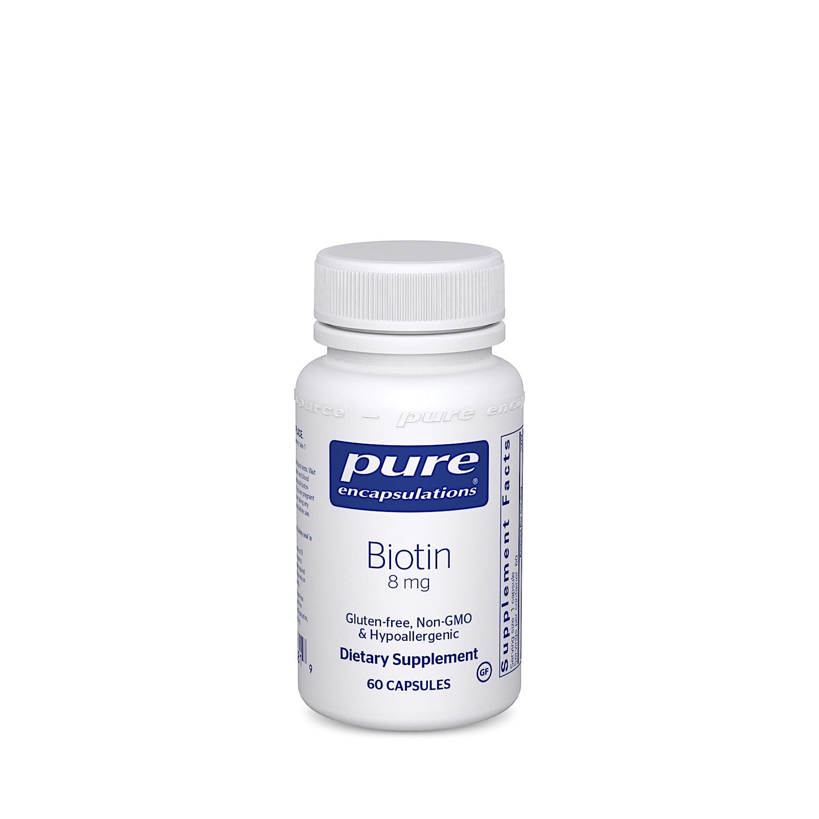 Pure Encapsulations, Biotin 8 mg, 60 Capsules UPC 766298006819 | HiLife Vitamins