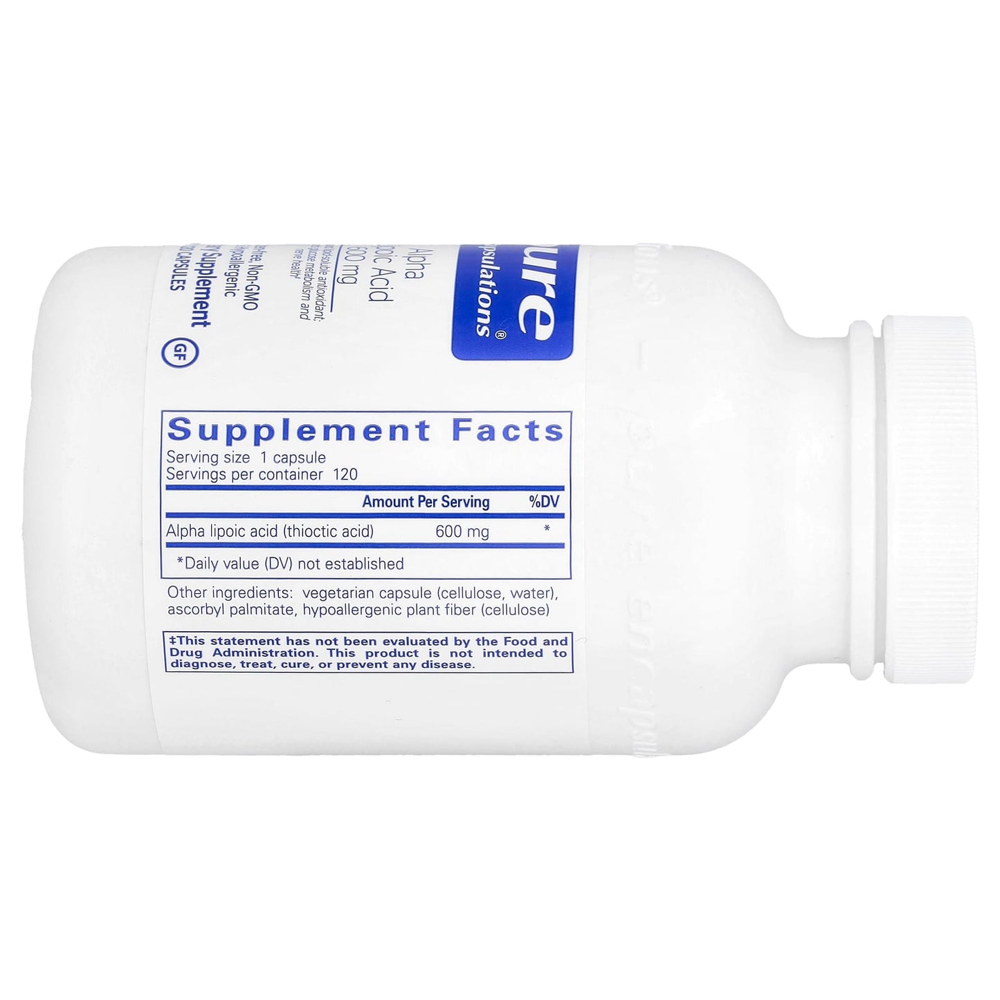 Pure Encapsulations, Alpha Lipoic Acid 600 mg, 120 Capsules UPC 766298007007 | HiLife Vitamins
