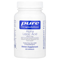 Pure Encapsulations, Alpha Lipoic Acid 600 mg, 60 Capsules UPC 766298007014 | HiLife Vitamins