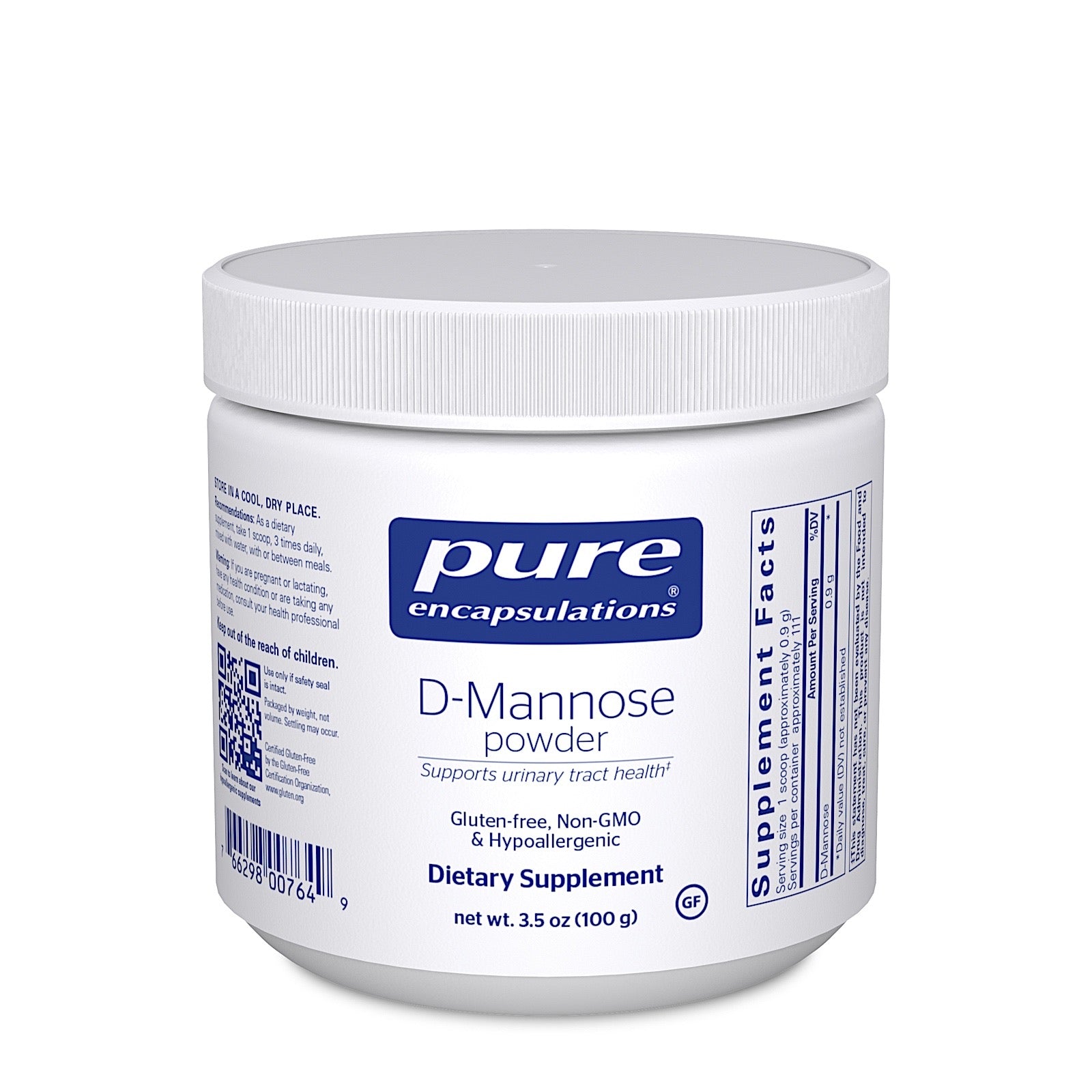 Pure Encapsulations, D- Mannose, 3.5 oz UPC 766298007649 | HiLife Vitamins