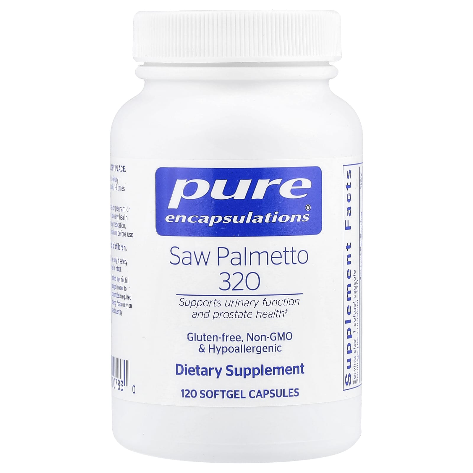 Pure Encapsulations, Saw Palmetto 320, 120 Softgels UPC 766298007830 | HiLife Vitamins