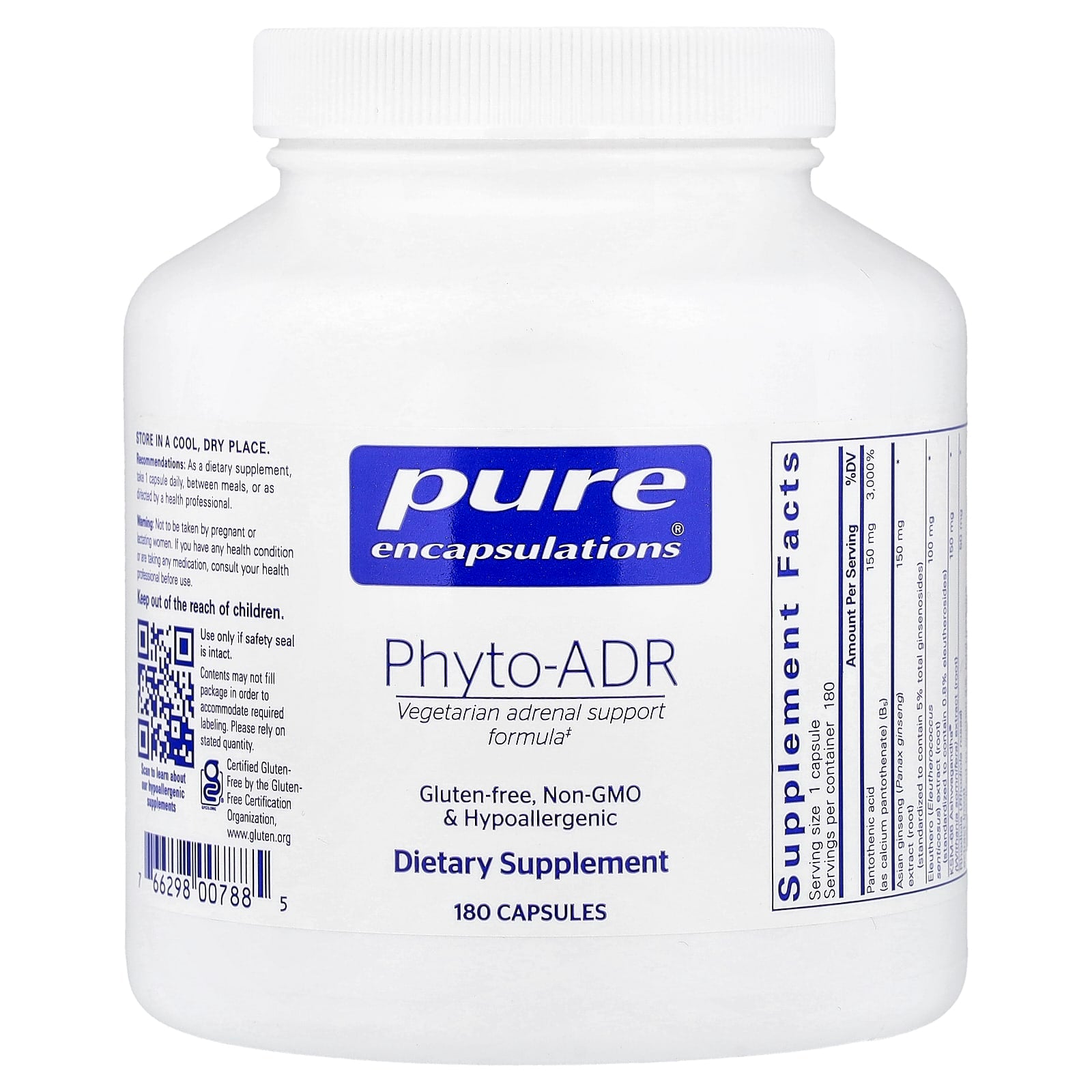 Pure Encapsulations, Phyto-ADR, 180 Capsules UPC 766298007885 | Hilife Vitamins