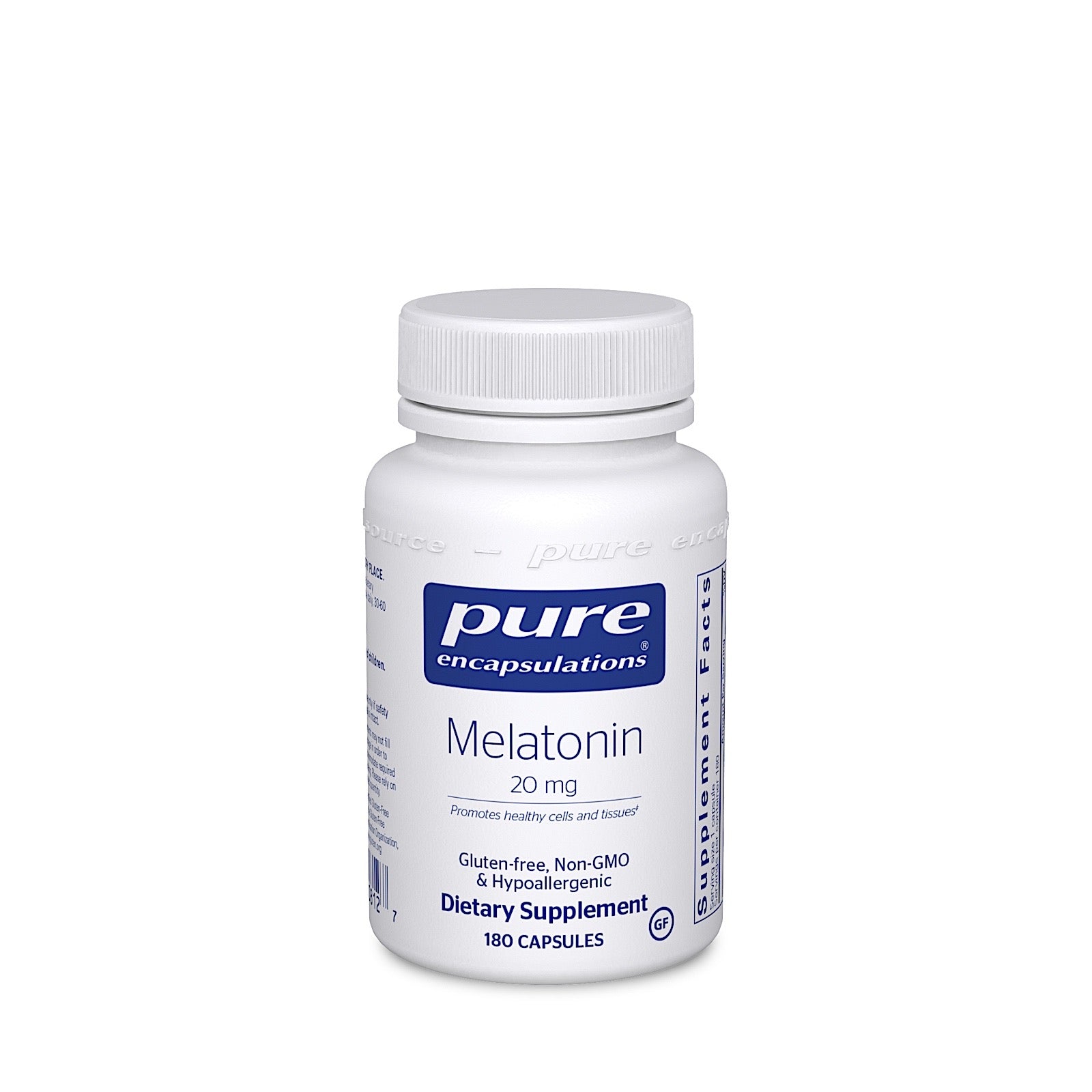 Pure Encapsulations, Melatonin 20 mg, 180 Capsules UPC 766298008127 | HiLife Vitamins