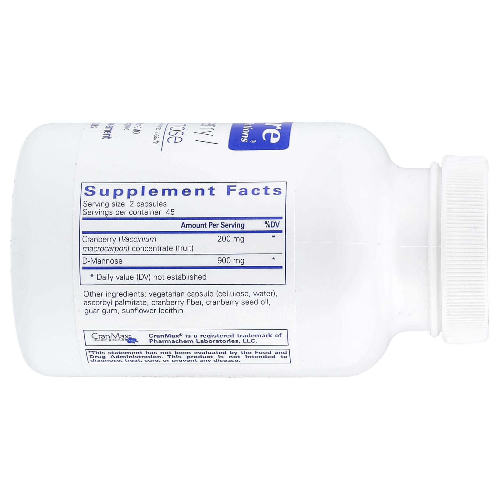Pure Encapsulations, Cranberry/D-Mannose, 90 Capsules UPC 766298008219 | HiLife Vitamins