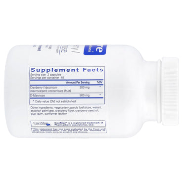 Pure Encapsulations, Cranberry/D-Mannose, 90 Capsules UPC 766298008219 | HiLife Vitamins