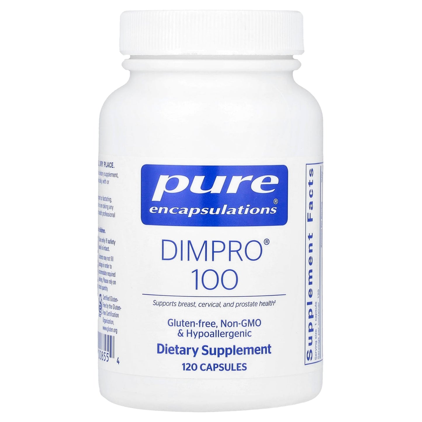 Pure Encapsulations, DIM-Pro 100, 120 Capsules UPC 766298008554 | HiLife Vitamins