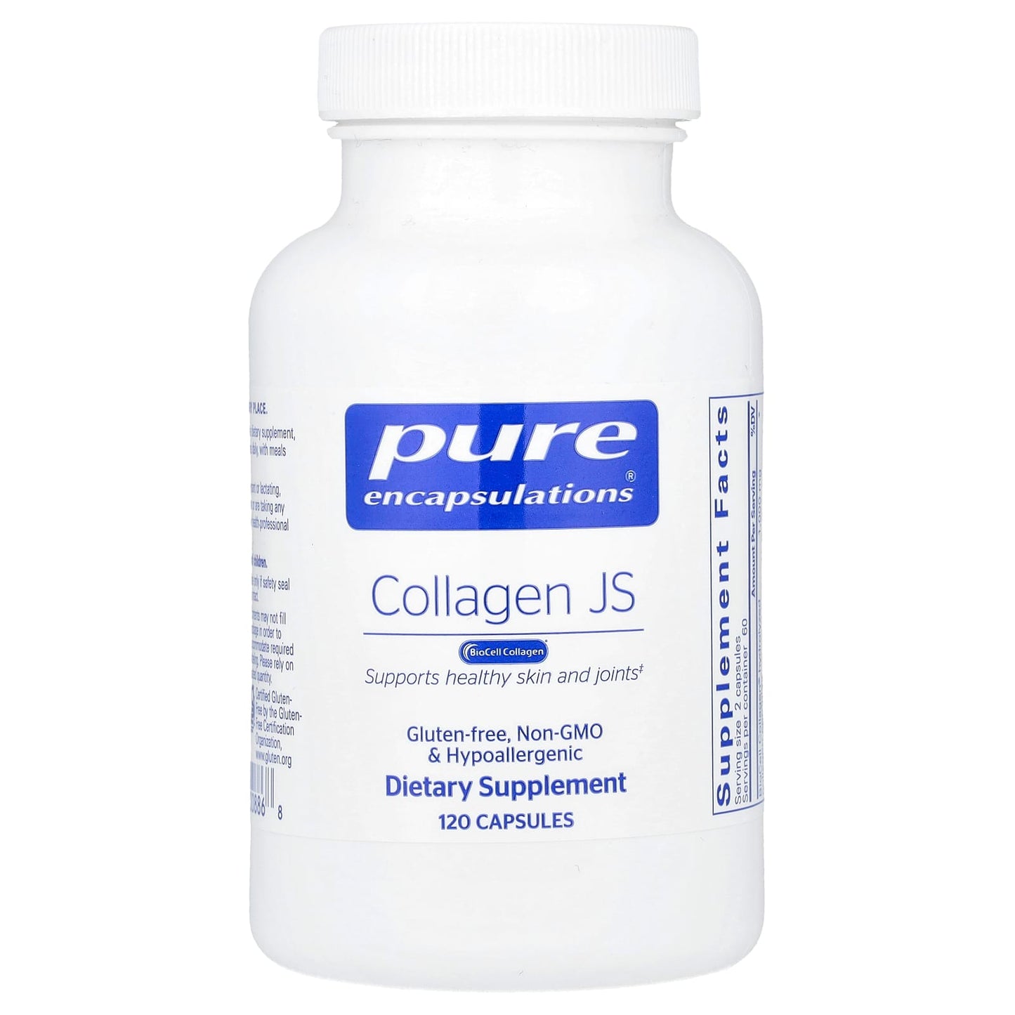 Pure Encapsulations, Collagen JS, 120 Capsules UPC 766298008868 | HiLife Vitamins