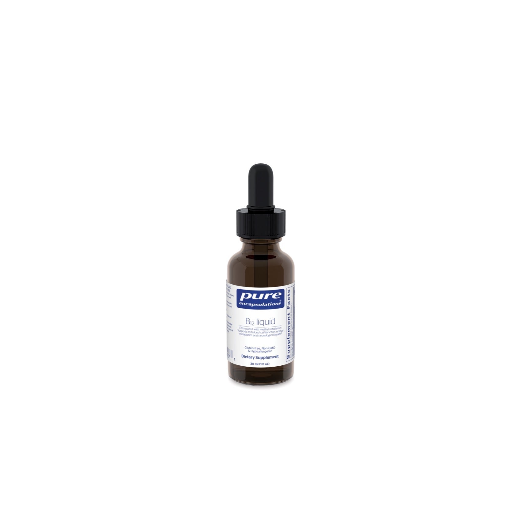 Pure Encapsulations, B12 Liquid 1000 mcg, 1 Oz UPC 766298009377 | HiLife Vitamins