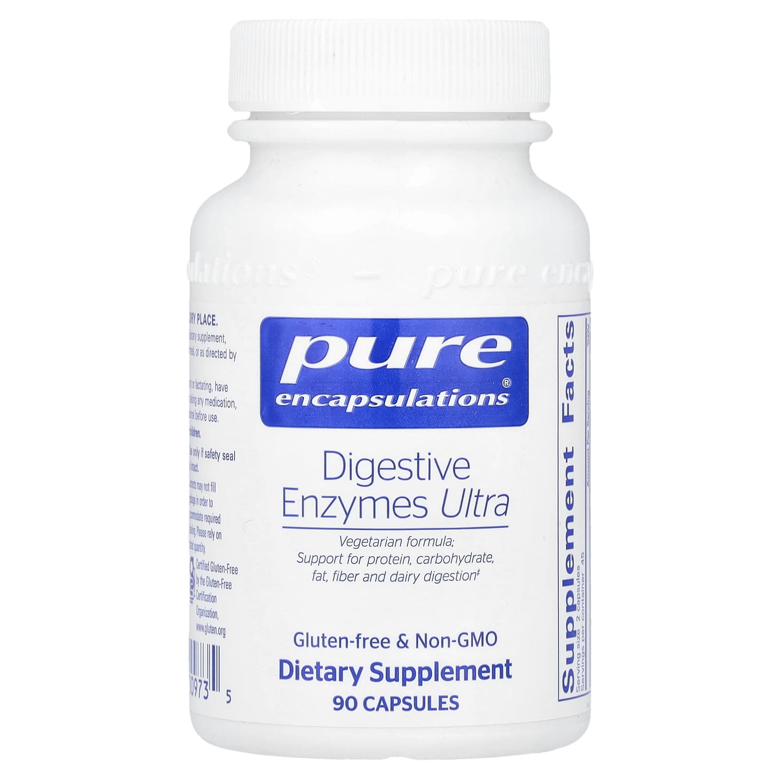 Pure Encapsulations, Digestive Enzymes Ultra, 90 Capsules UPC 766298009735 | HiLife Vitamins