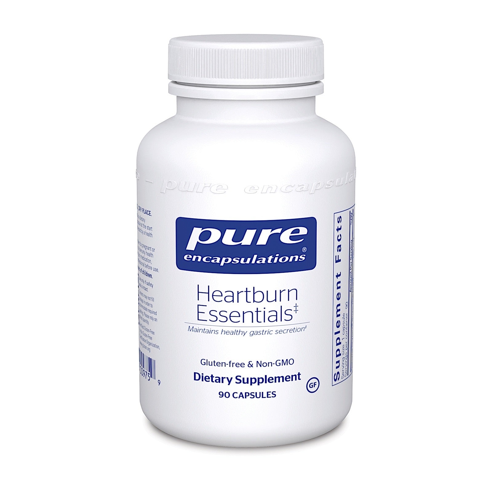 Pure Encapsulations, Heartburn Essentials, 90 Capsules UPC 766298009759 | HiLife Vitamins