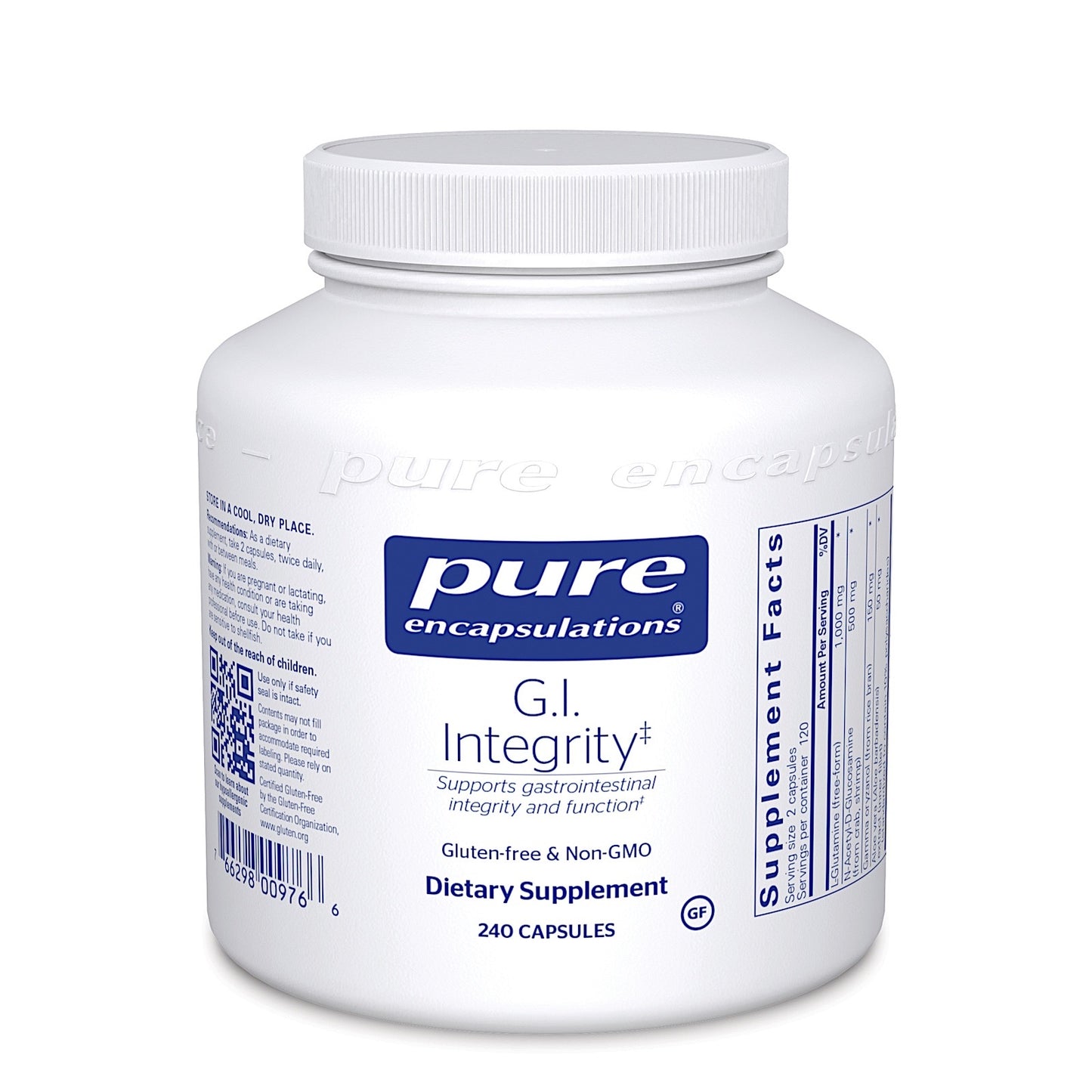 Pure Encapsulations, G.I. Integrity, 240 Capsules UPC 766298009766 | HiLife Vitamins
