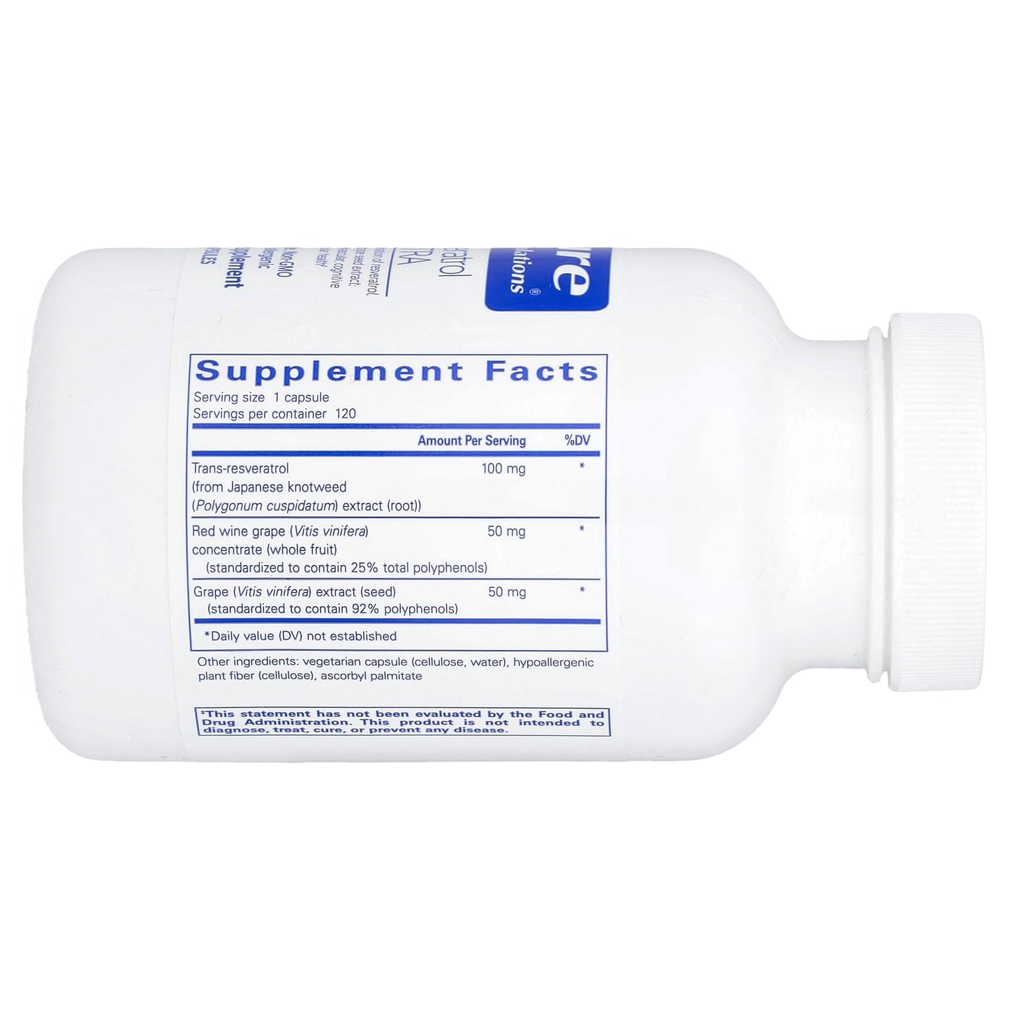 Pure Encapsulations, Resveratrol Extra, 120 Capsules UPC 766298010199 | HiLife Vitamins