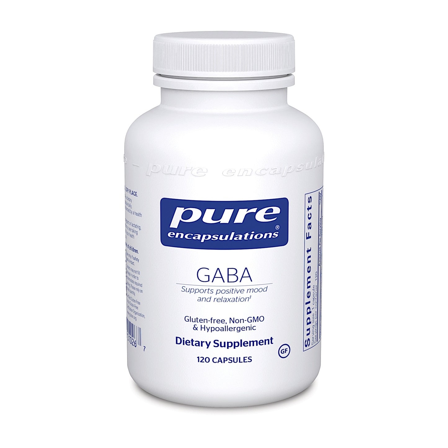 Pure Encapsulations, GABA, 120 Capsules UPC 766298010267 | HiLife Vitamins